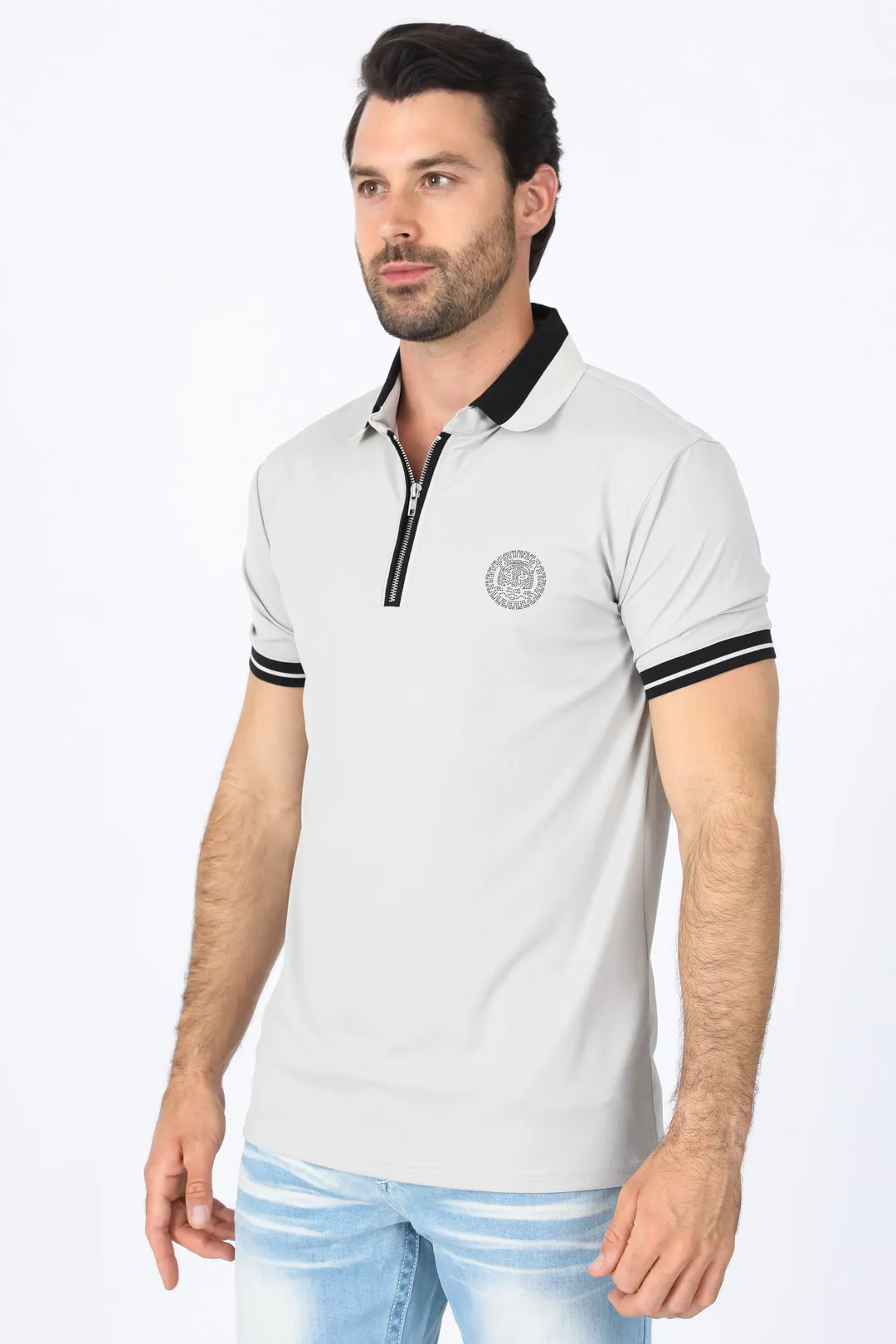 Mens Modern Fit Stretch Cotton Bone Polo