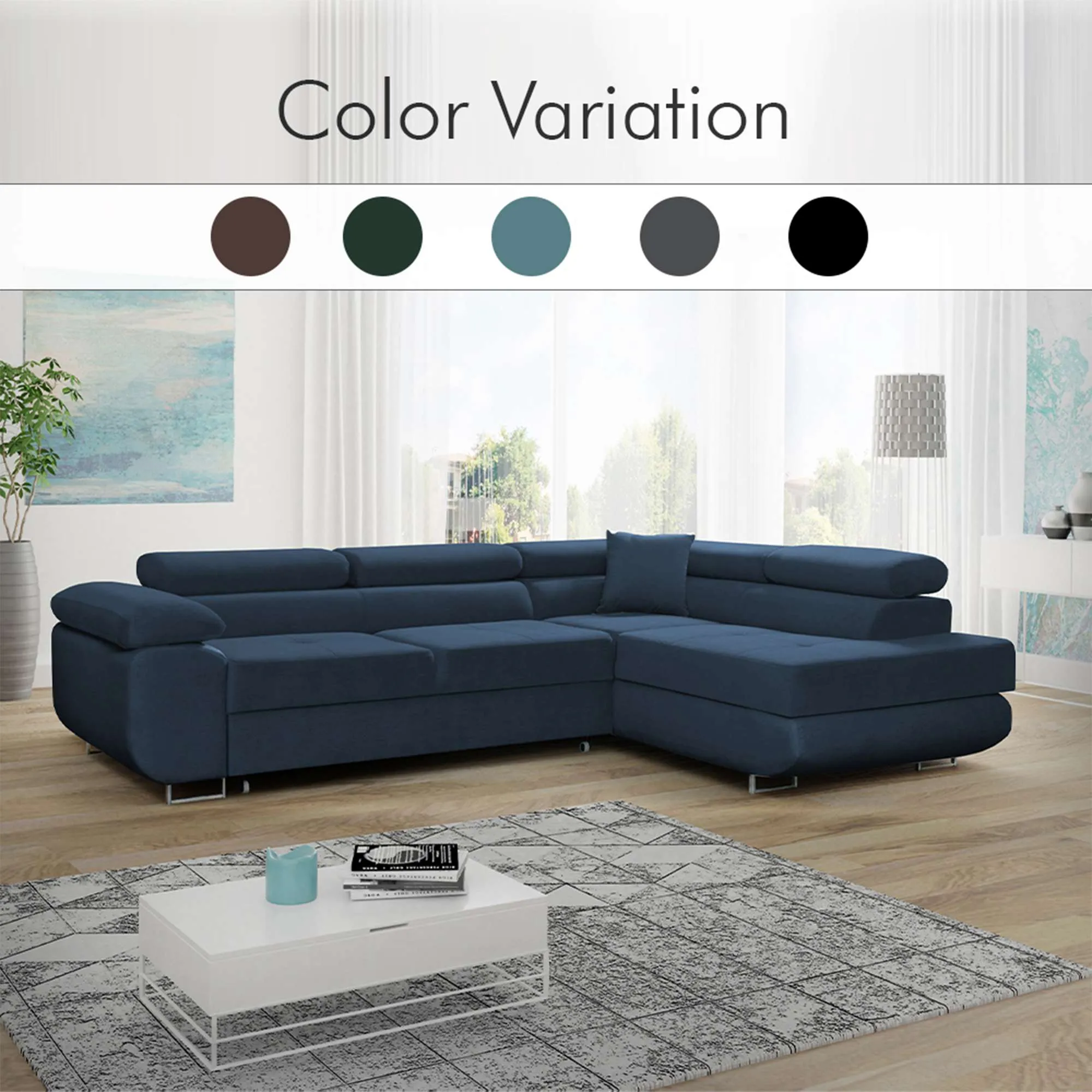 Modern Corner Sofa with Adjustable Headrests - Stylish and Comfortable Sofa for Living Room