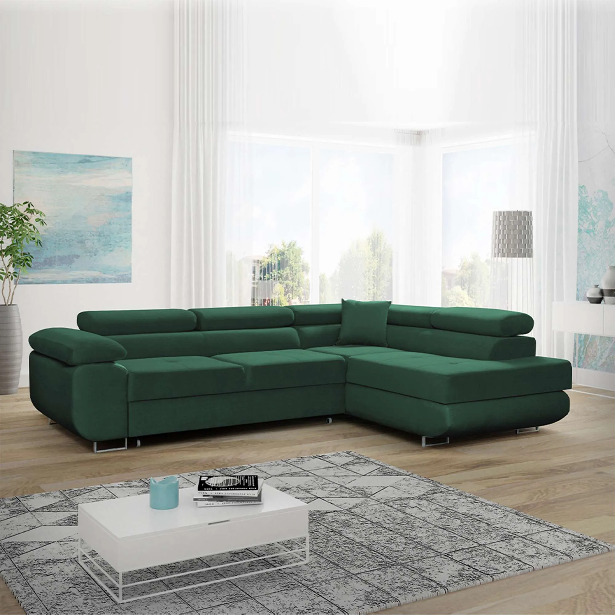 Modern Corner Sofa with Adjustable Headrests - Stylish and Comfortable Sofa for Living Room