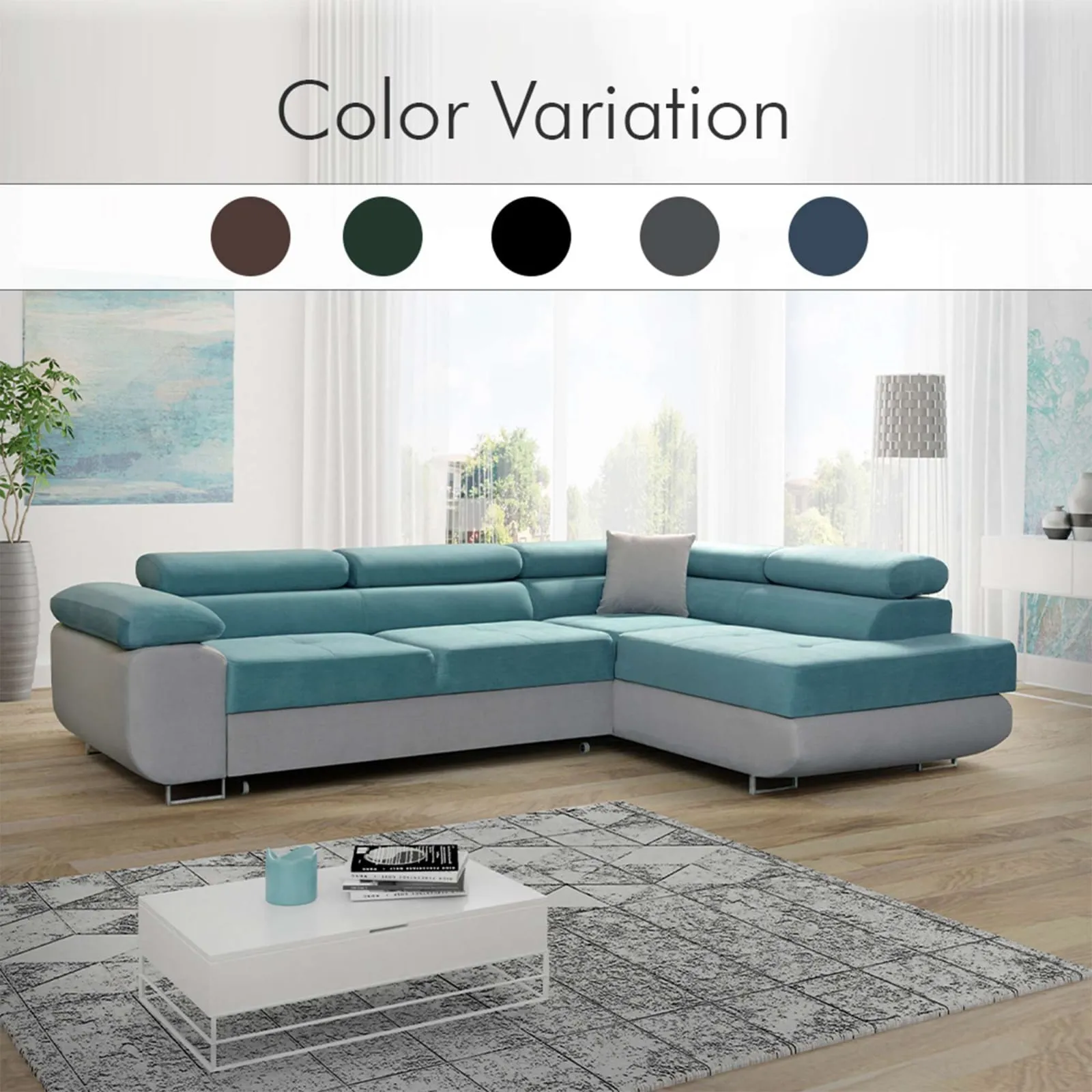 Modern Corner Sofa with Adjustable Headrests - Stylish and Comfortable Sofa for Living Room