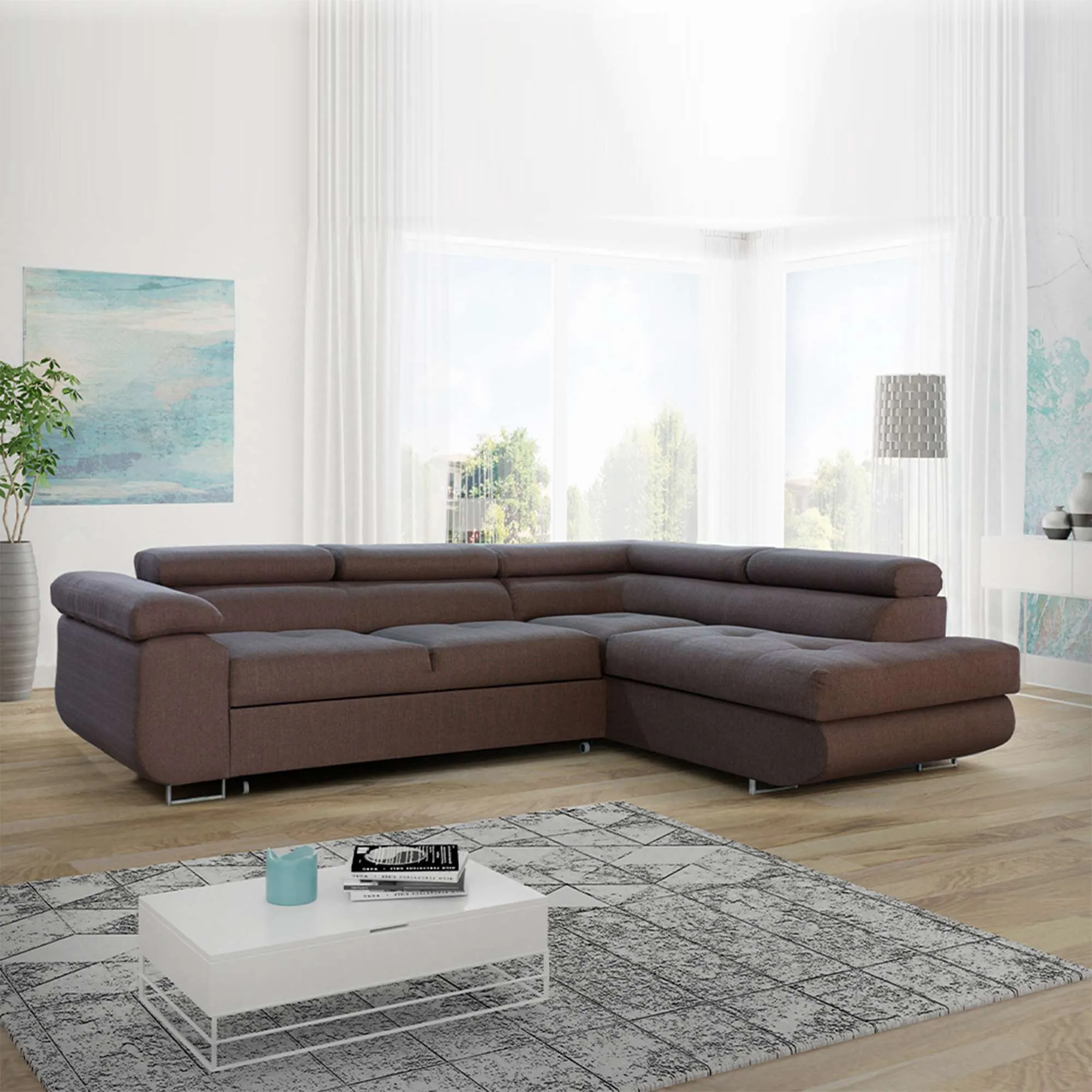 Modern Corner Sofa with Adjustable Headrests - Stylish and Comfortable Sofa for Living Room