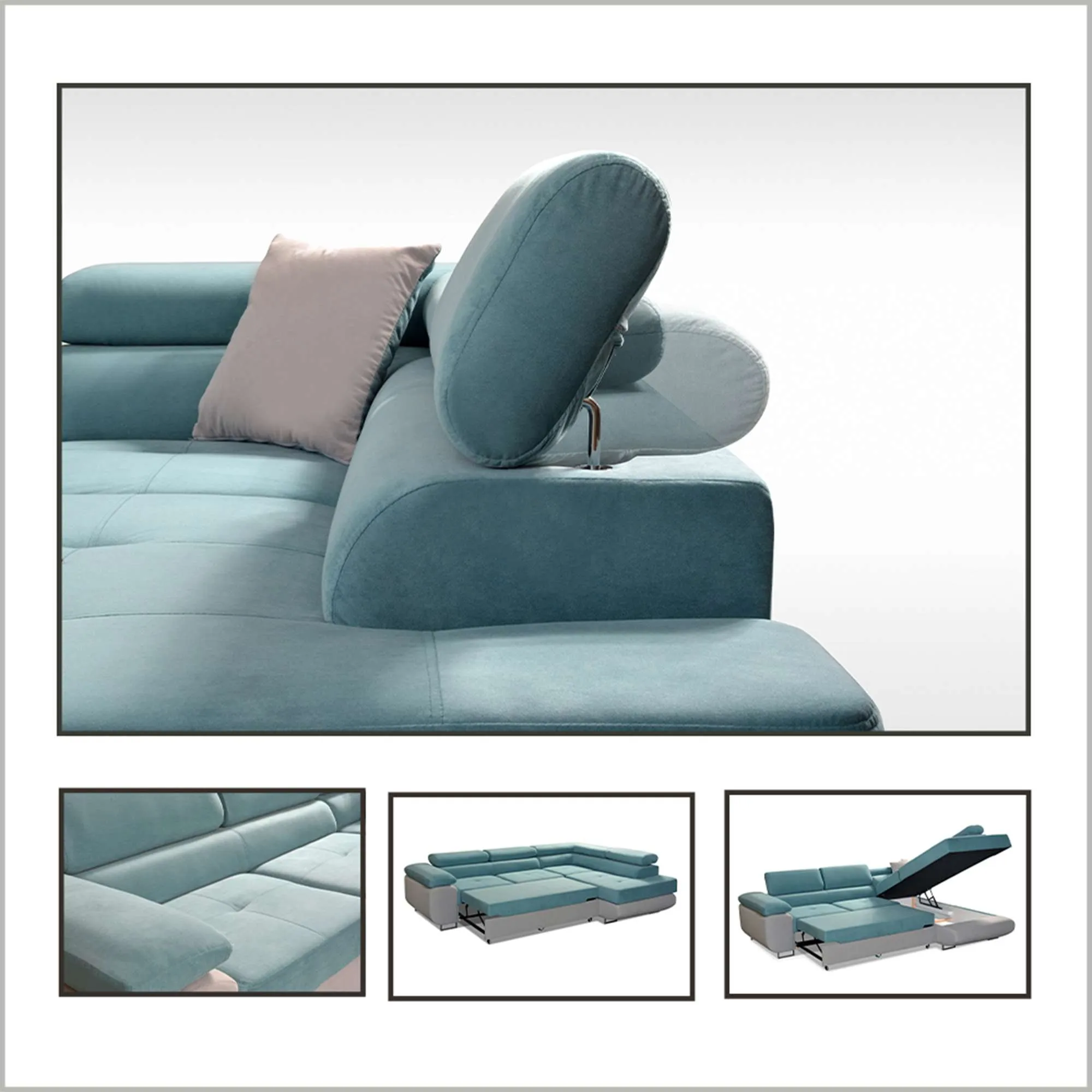 Modern Corner Sofa with Adjustable Headrests - Stylish and Comfortable Sofa for Living Room