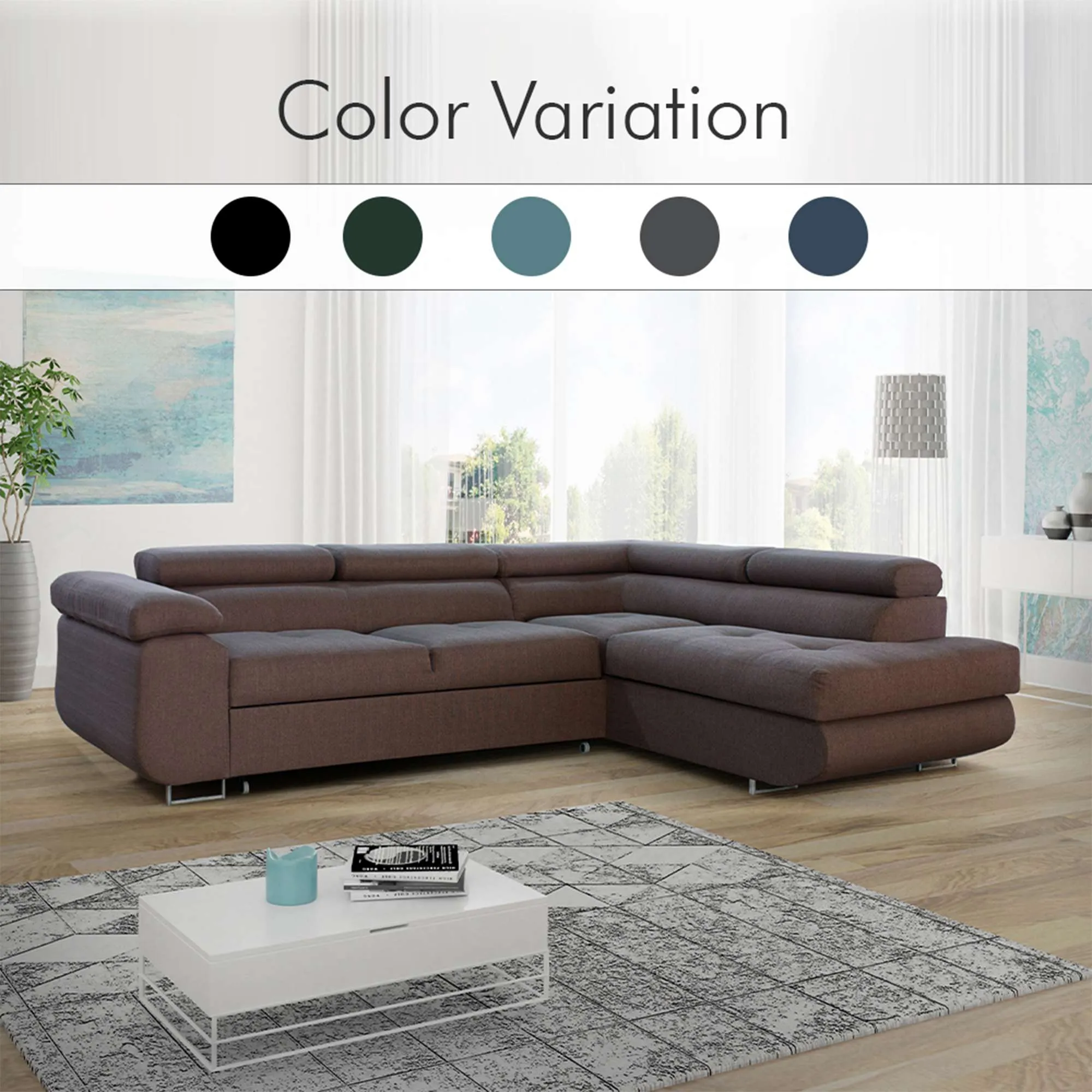 Modern Corner Sofa with Adjustable Headrests - Stylish and Comfortable Sofa for Living Room