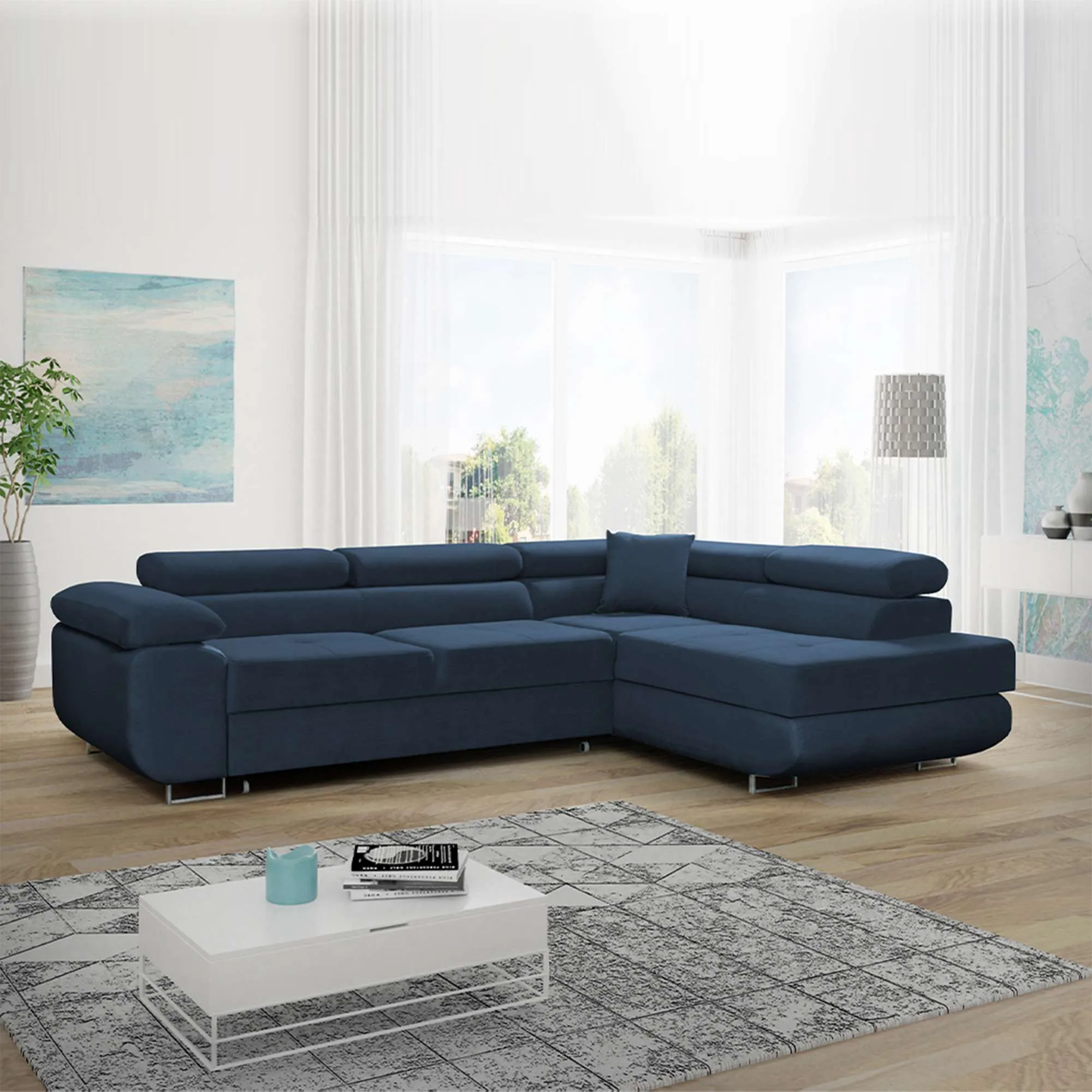 Modern Corner Sofa with Adjustable Headrests - Stylish and Comfortable Sofa for Living Room