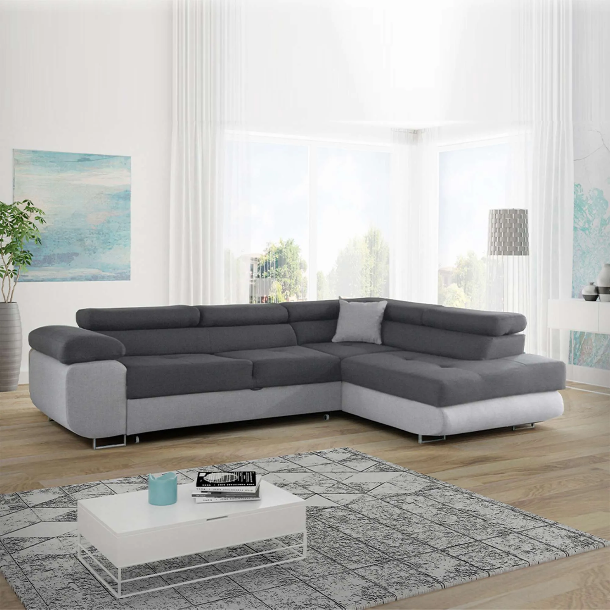 Modern Corner Sofa with Adjustable Headrests - Stylish and Comfortable Sofa for Living Room