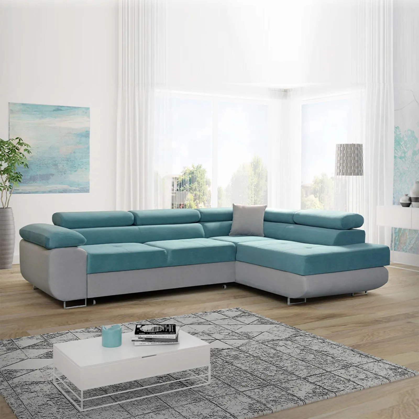 Modern Corner Sofa with Adjustable Headrests - Stylish and Comfortable Sofa for Living Room