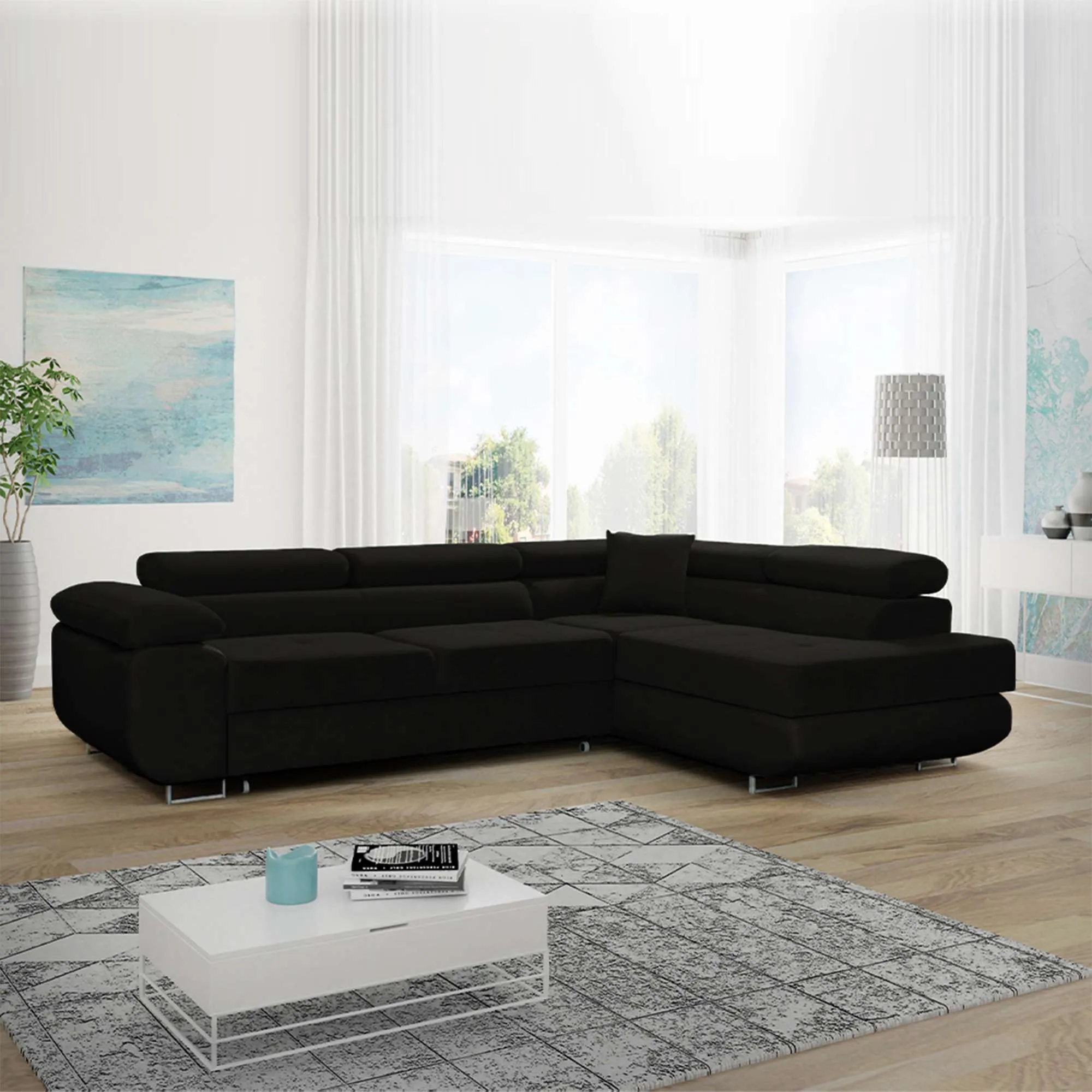 Modern Corner Sofa with Adjustable Headrests - Stylish and Comfortable Sofa for Living Room