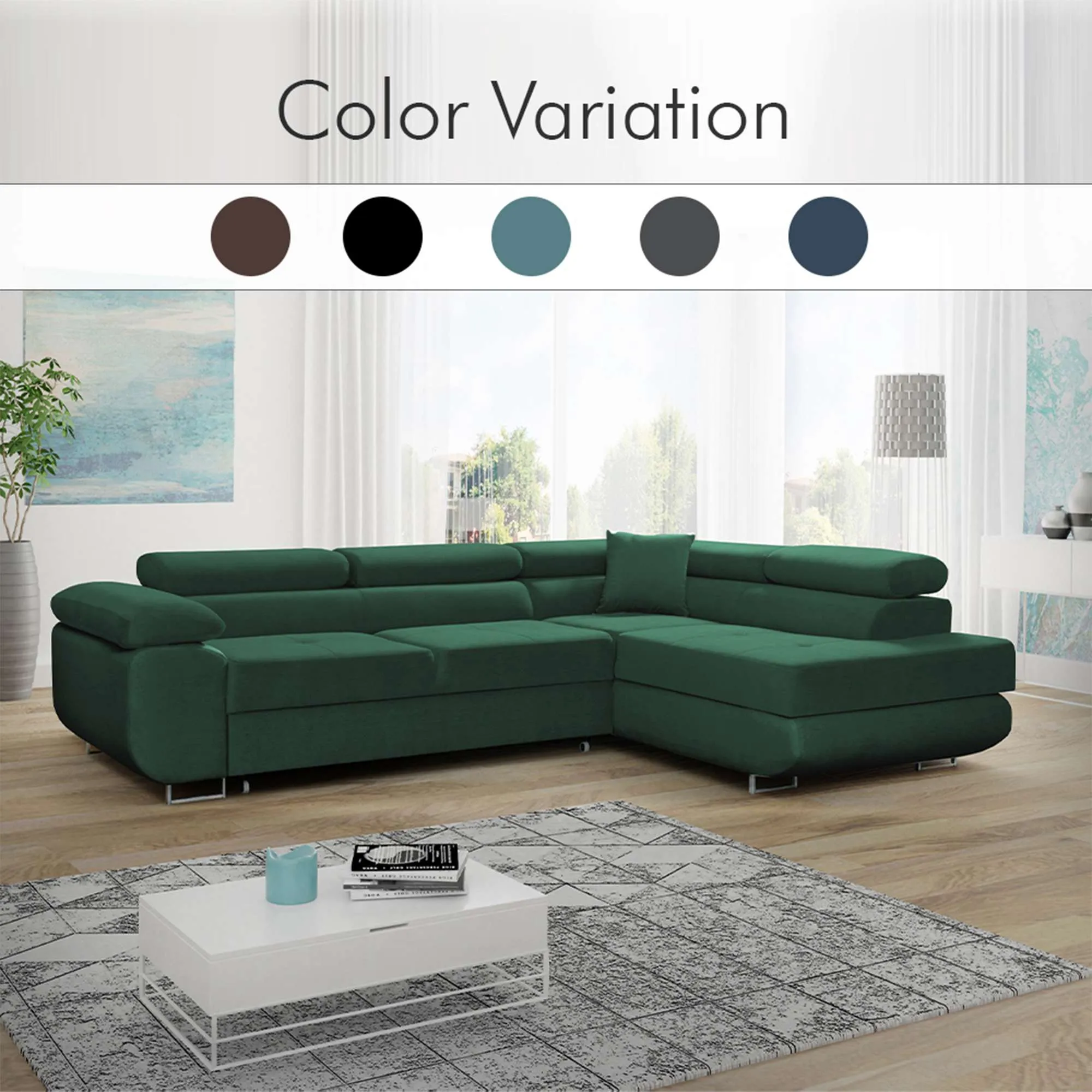 Modern Corner Sofa with Adjustable Headrests - Stylish and Comfortable Sofa for Living Room