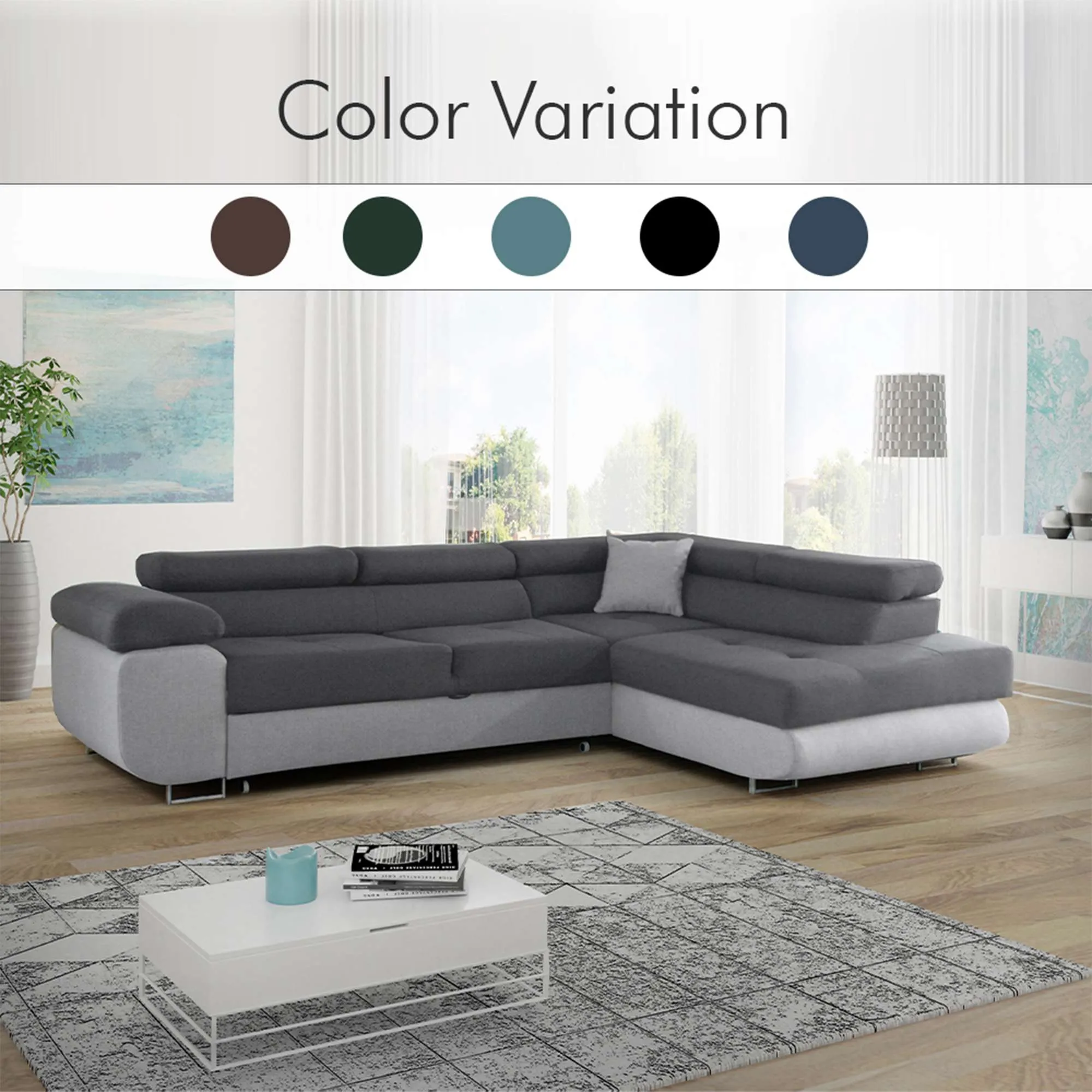 Modern Corner Sofa with Adjustable Headrests - Stylish and Comfortable Sofa for Living Room