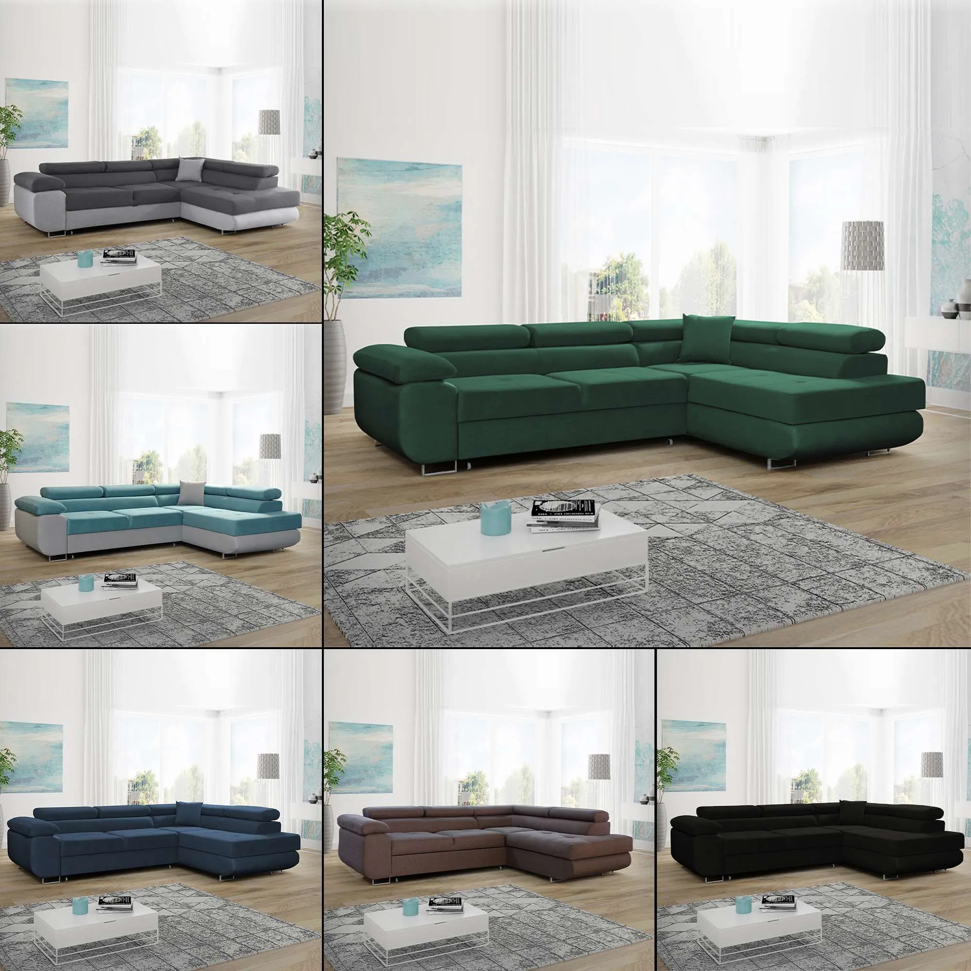 Modern Corner Sofa with Adjustable Headrests - Stylish and Comfortable Sofa for Living Room