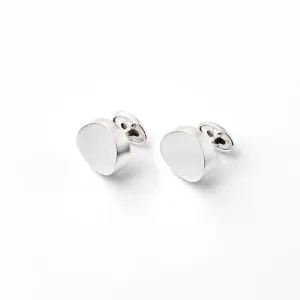 Modern Sterling Silver Round Disk Cuff Links