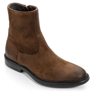 Muller Mid Brown Waxed Suede Zip Boot