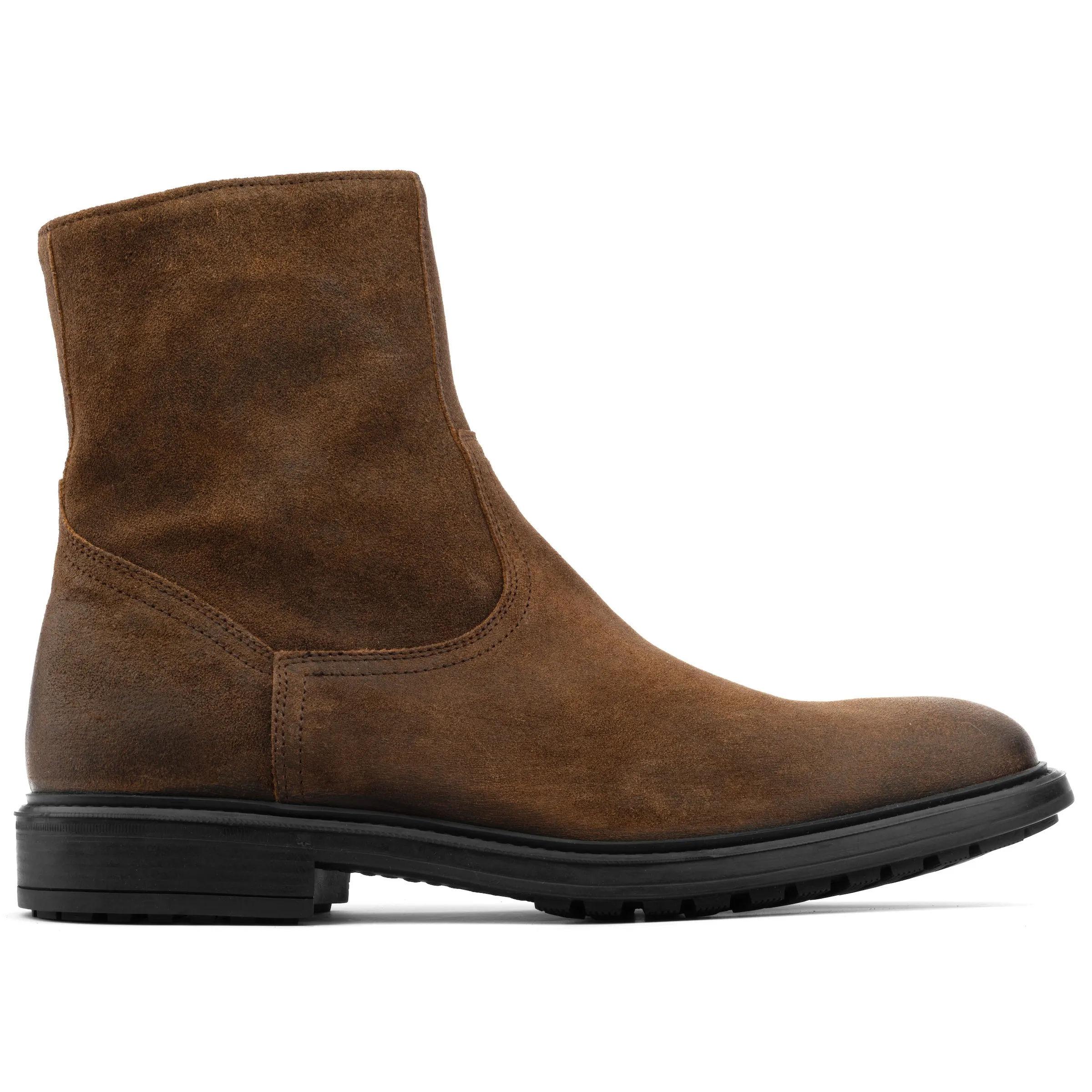 Muller Mid Brown Waxed Suede Zip Boot