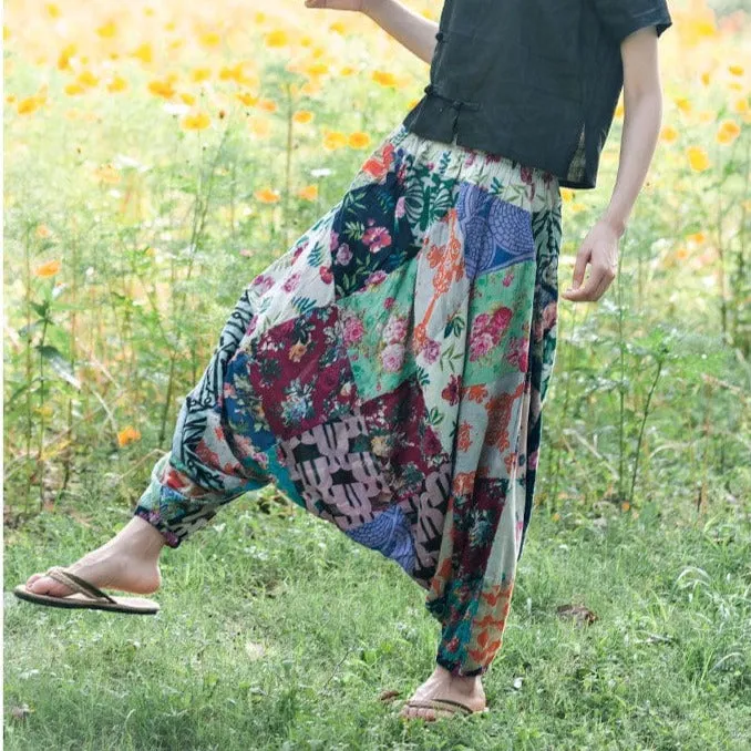 Multicolor Patchwork Harem Pants