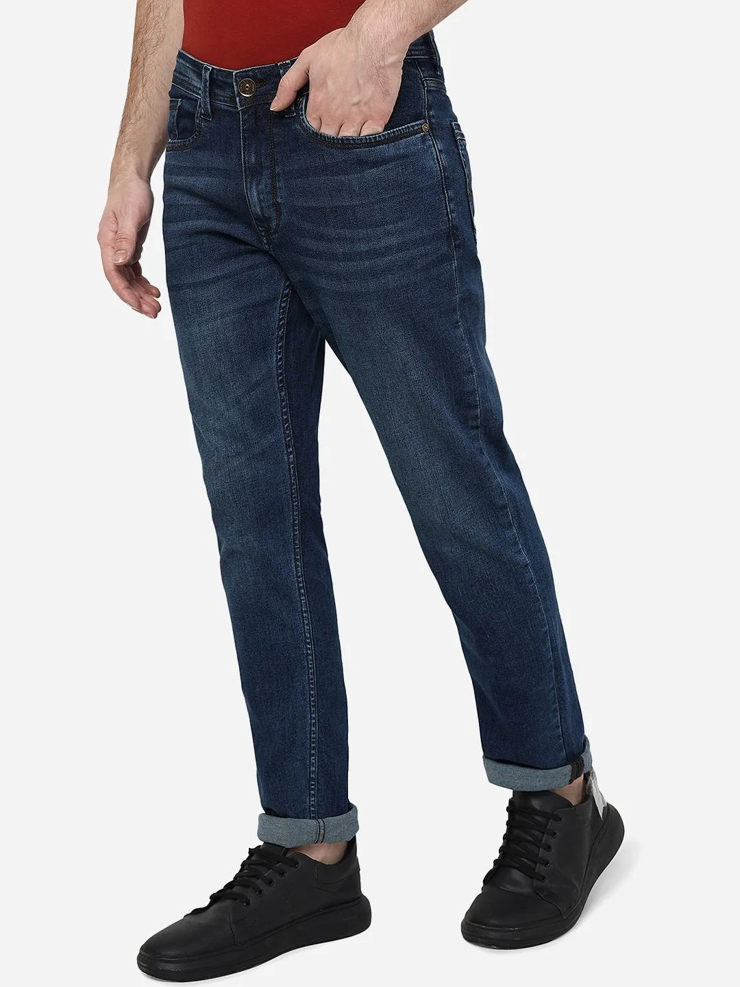 Navy Blue Washed Straight Fit Jeans | JadeBlue