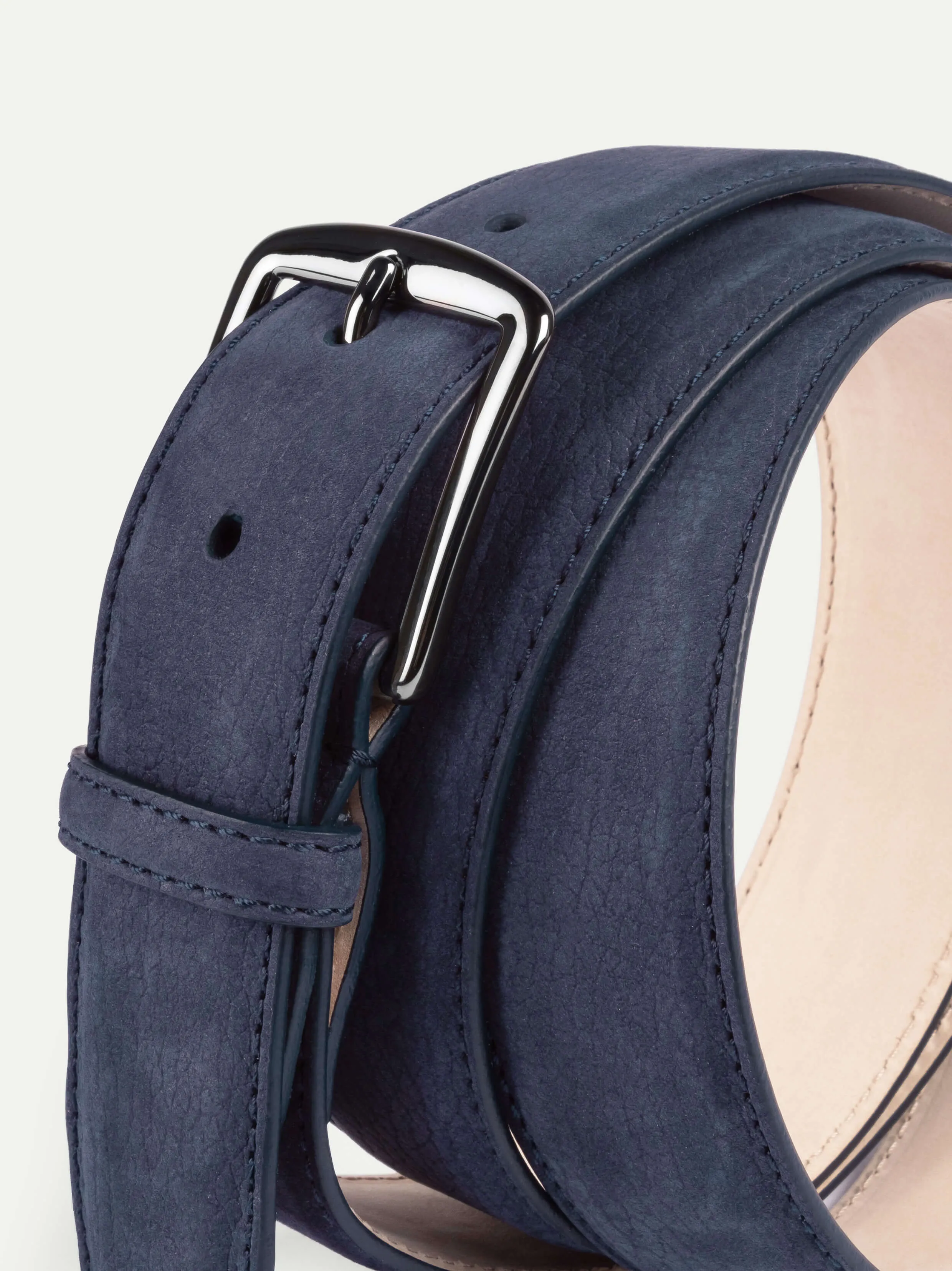 Navy Nubuck Leather Belt