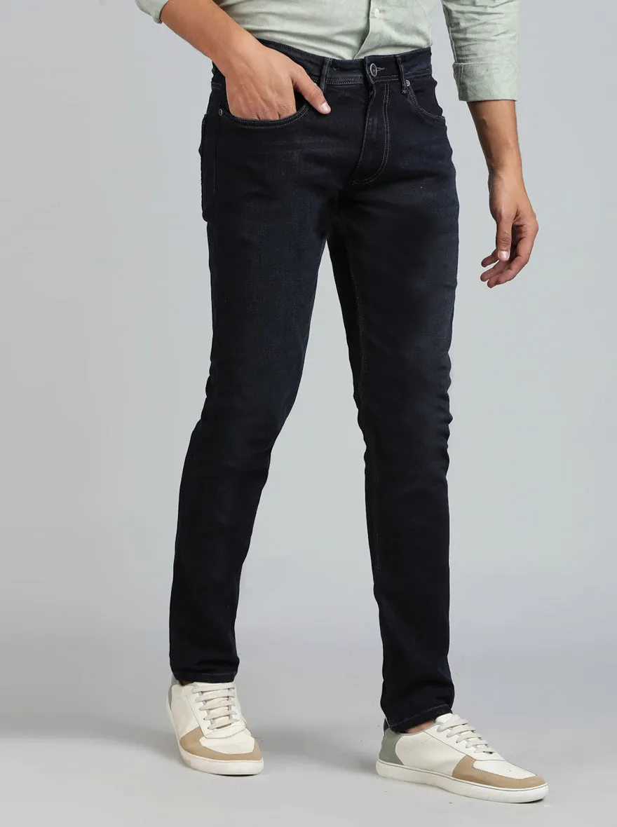 Petrol Blue Washed Slim Fit Jeans | JadeBlue