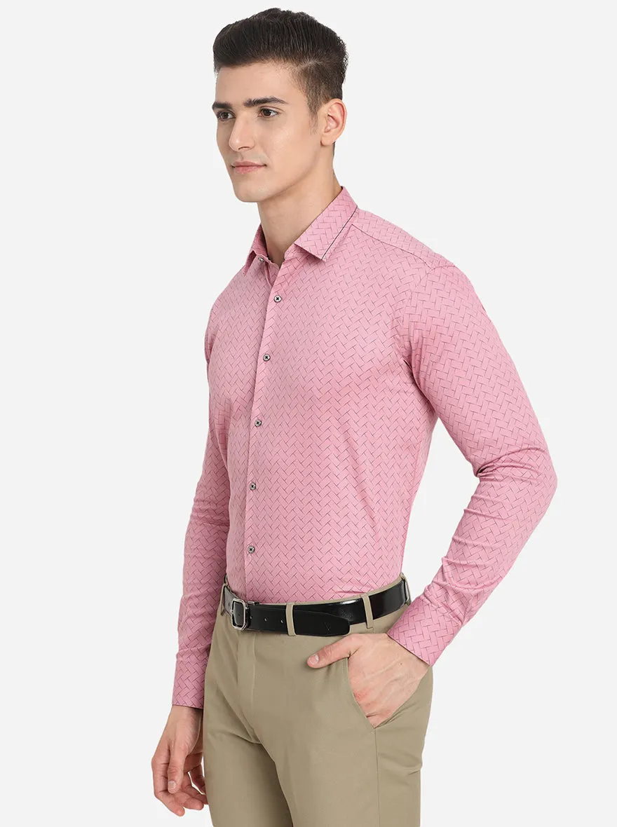 Pink & Black Printed Slim Fit Party Wear Shirt | JB Studio