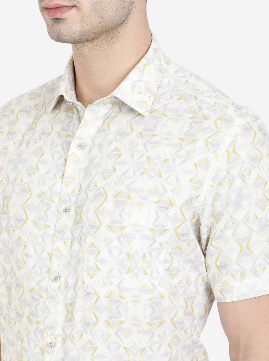 Pista & Grey Printed Slim Fit Party Wear Shirt | JB Studio