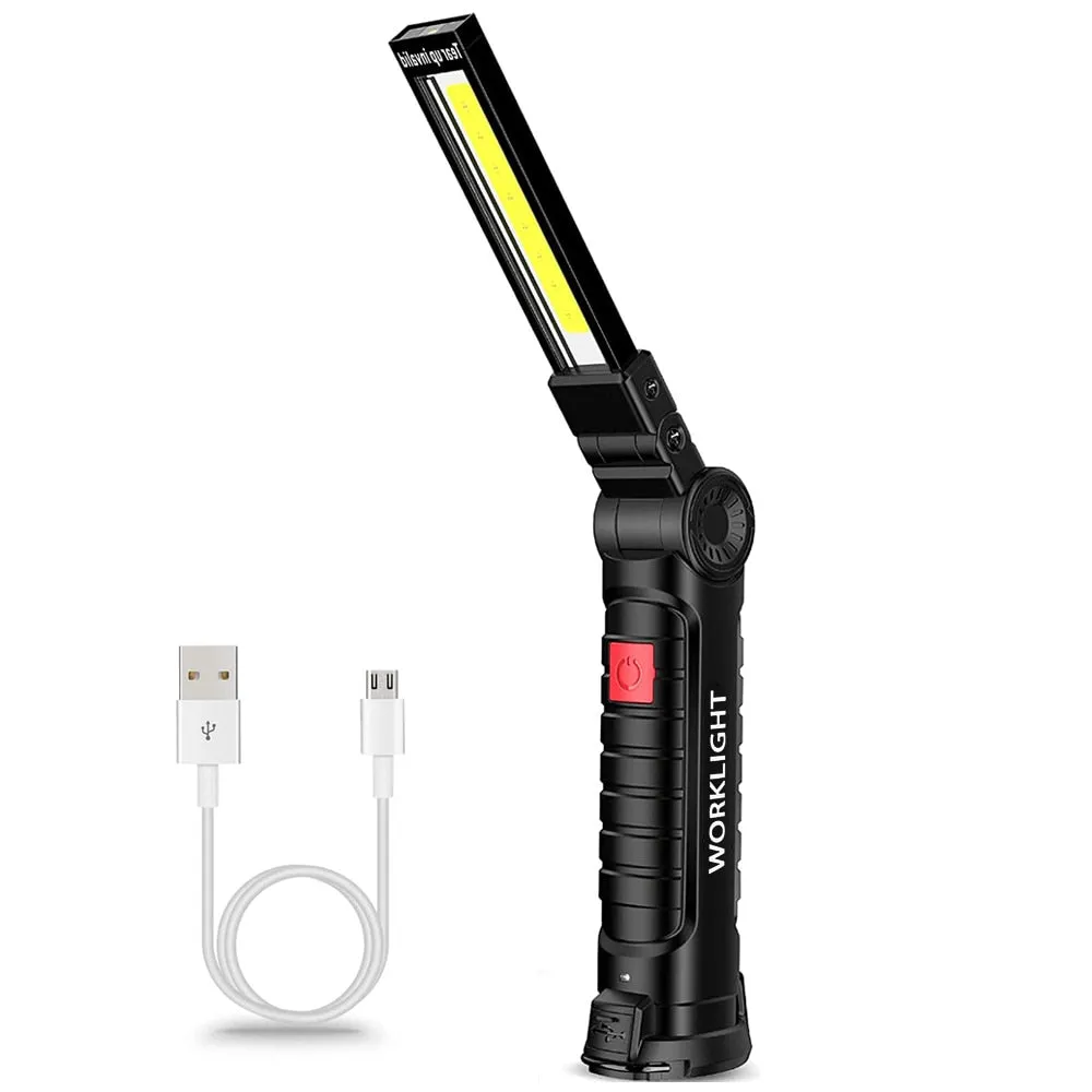 Portable COB LED Flashlight USB Rechargeable