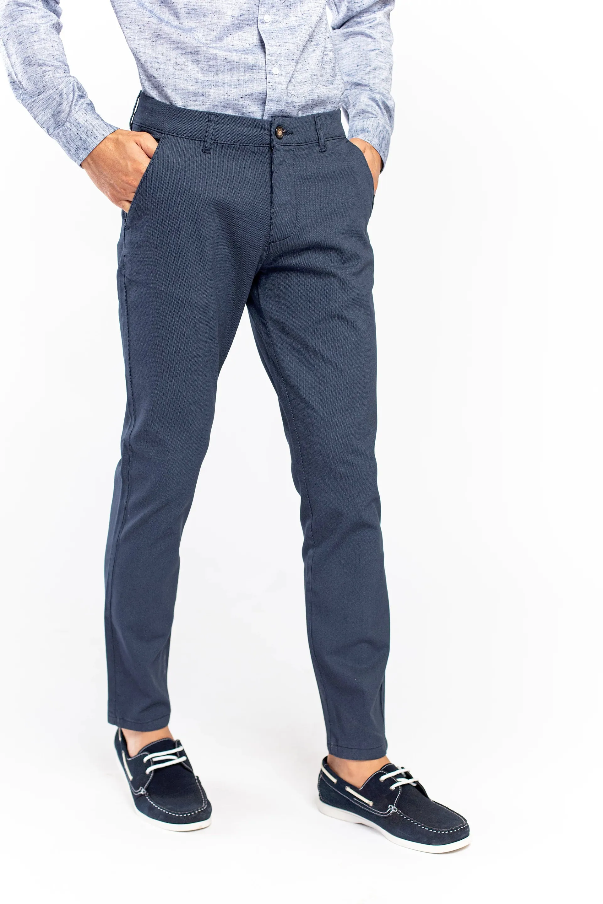 Printed Medium Blue Chinos