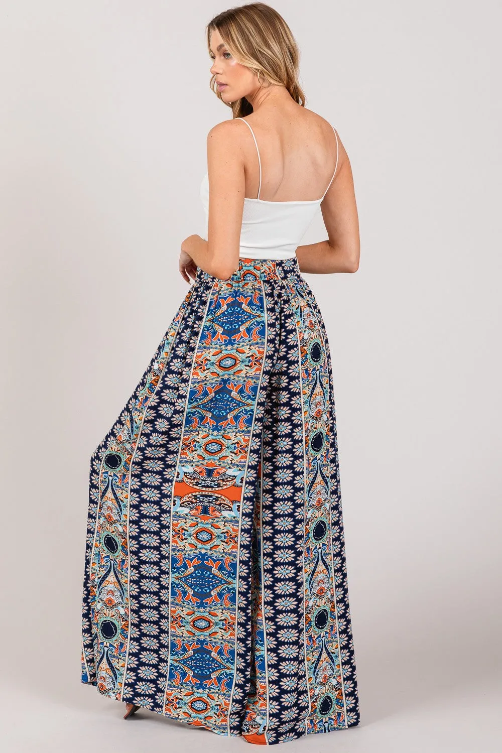 SAGE   FIG Bohemian Multi Geo Print Wide Leg Pants