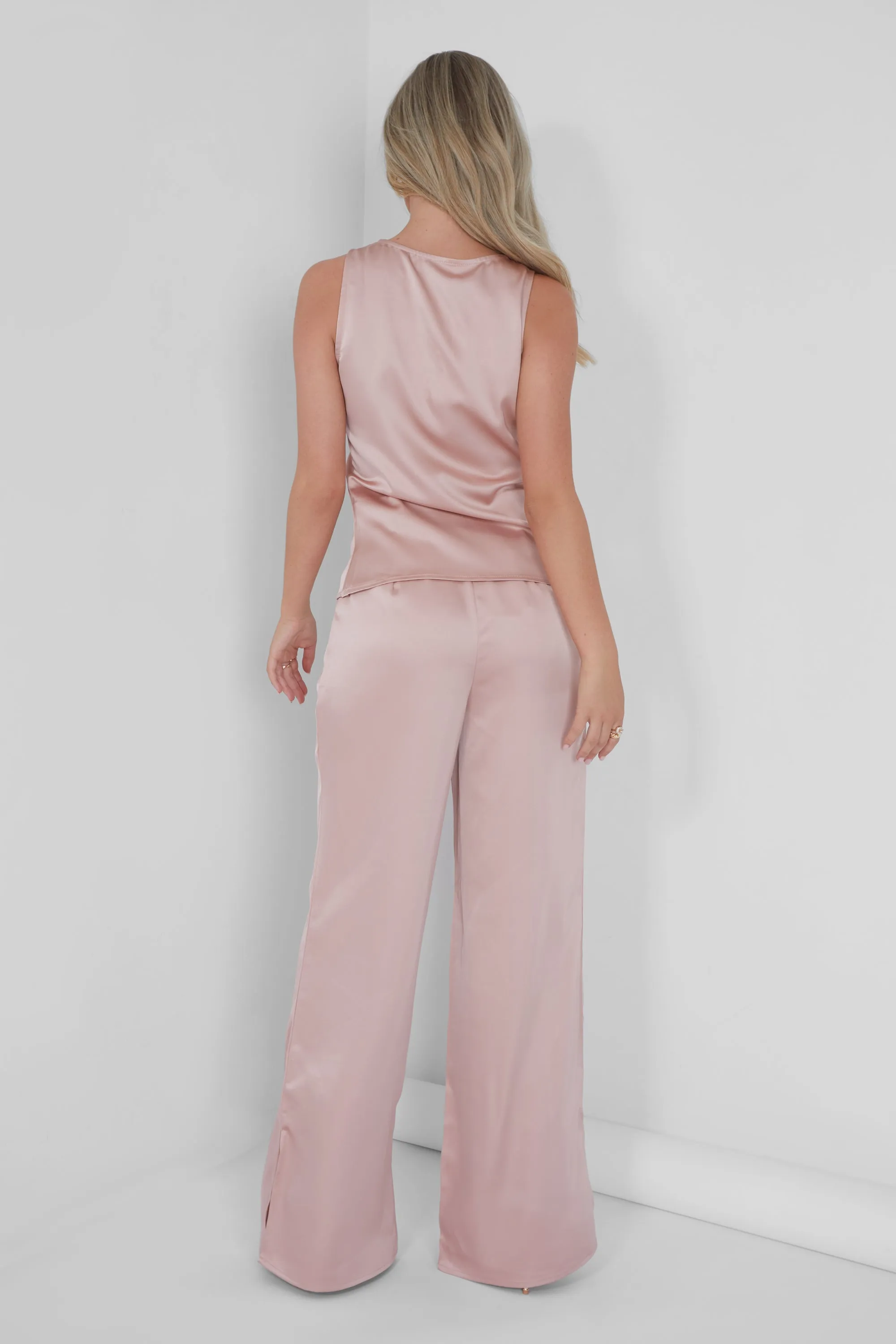 Satin Tailored Trouser Pink