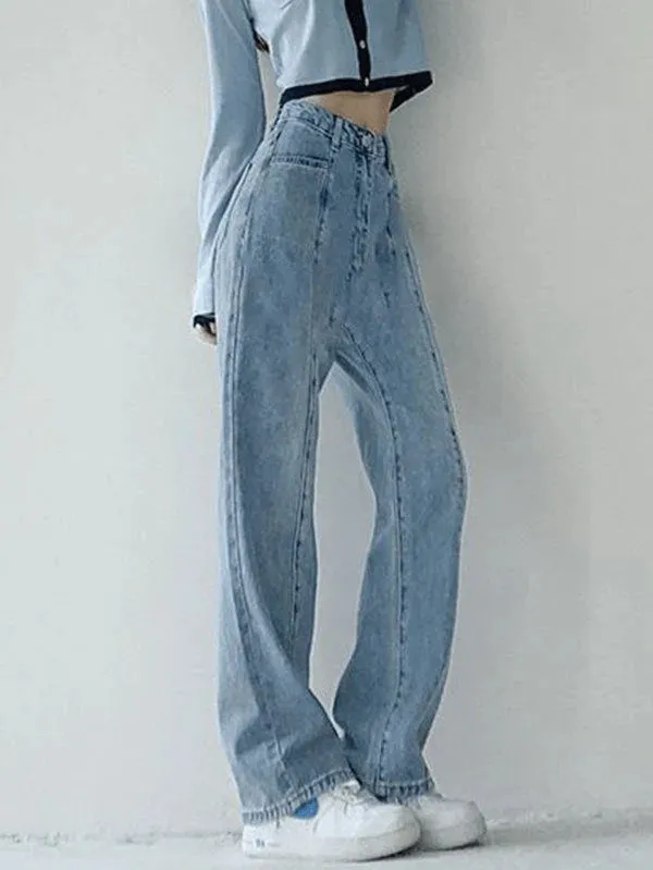 SEAM DETAIL WASHED BOYFRIEND JEANS      S2823