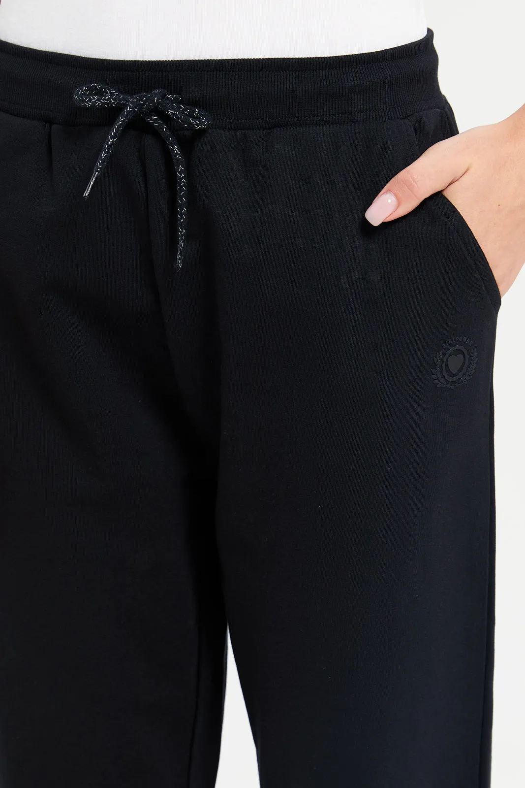 Senior Girls Black Basic Active Pants