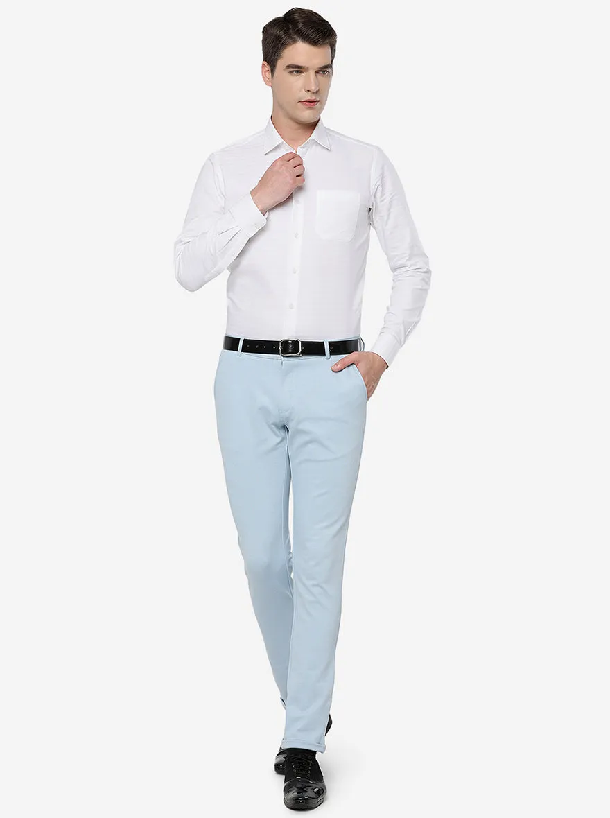 Sky Blue Solid Slim Fit Club Wear Trouser | JB Studio