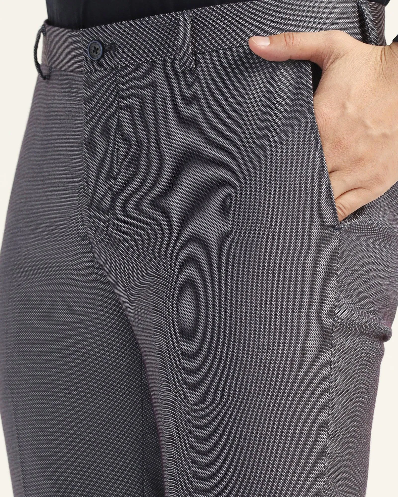 Slim Comfort B-95 Formal Blue Textured Trouser - Turismo