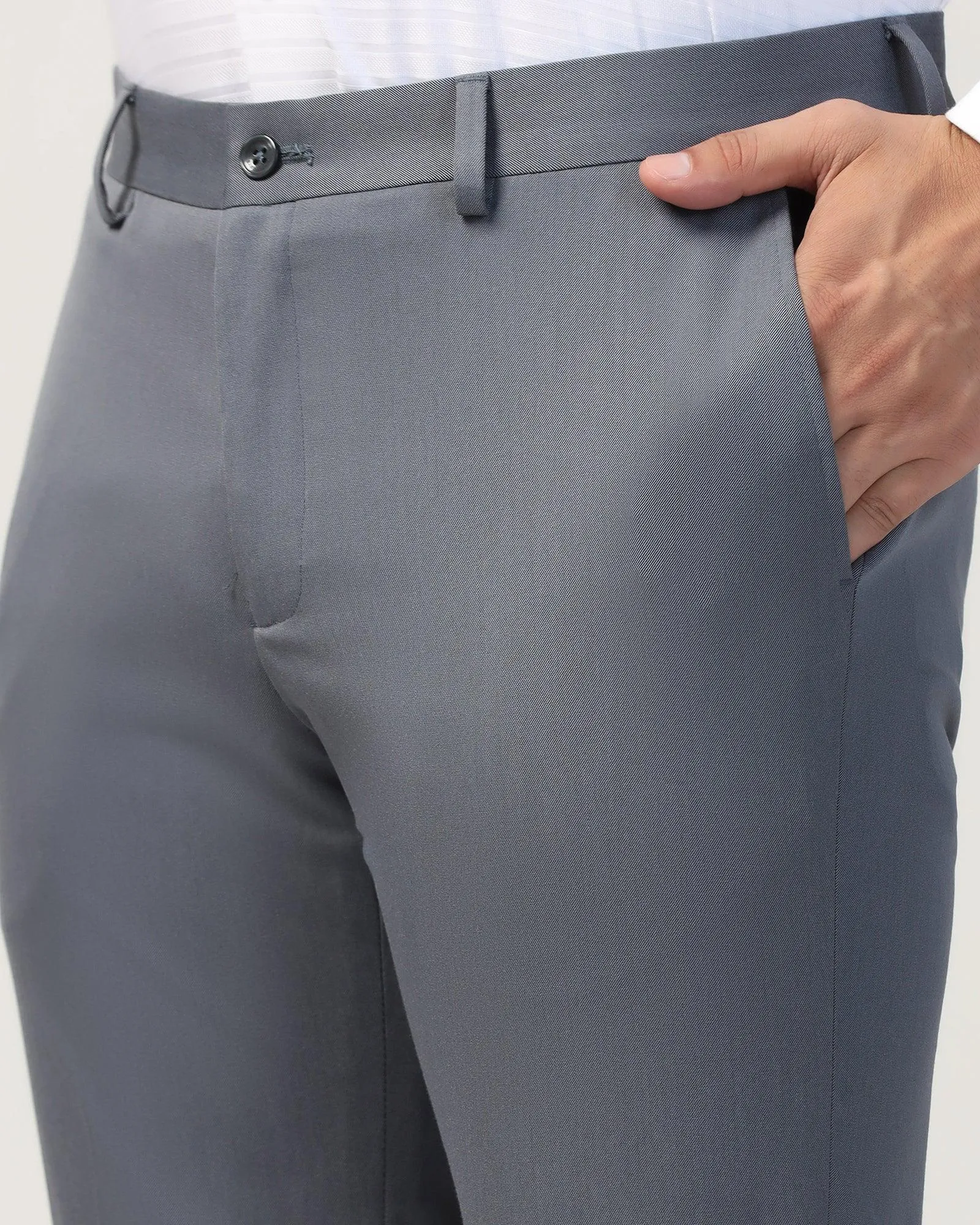 Slim Comfort B-95 Formal Grey Textured Trouser - Tesla