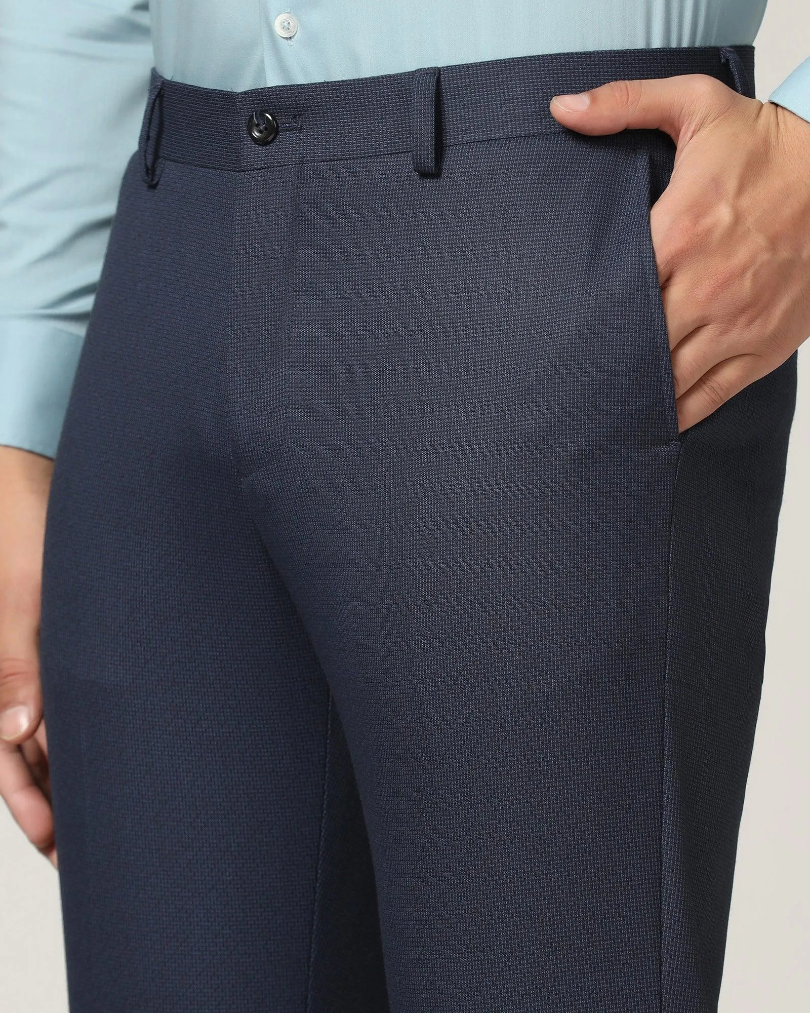 Slim Comfort B-95 Formal Navy Textured Trouser - Lee