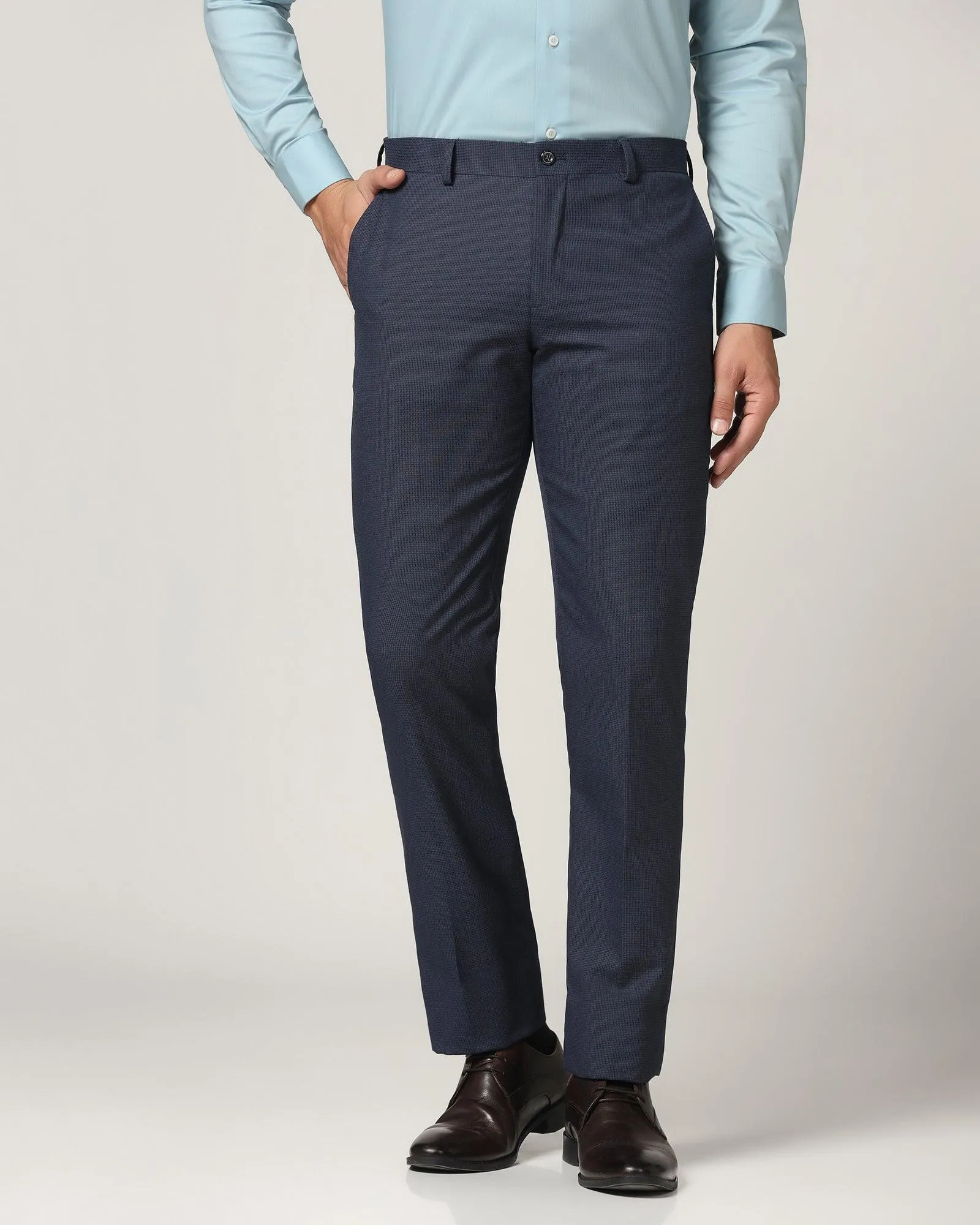 Slim Comfort B-95 Formal Navy Textured Trouser - Lee