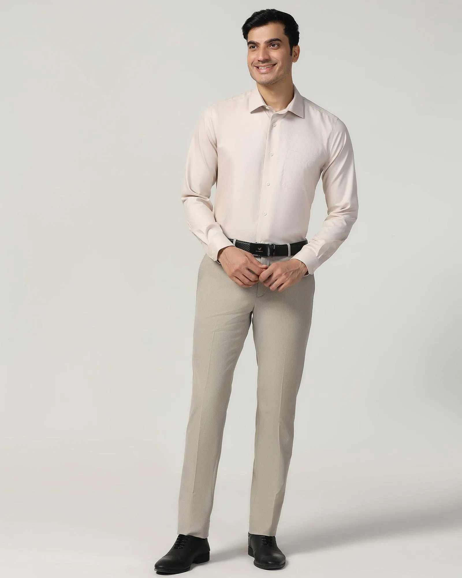 Slim Fit B-91 Formal Beige Textured Trouser - Beetle