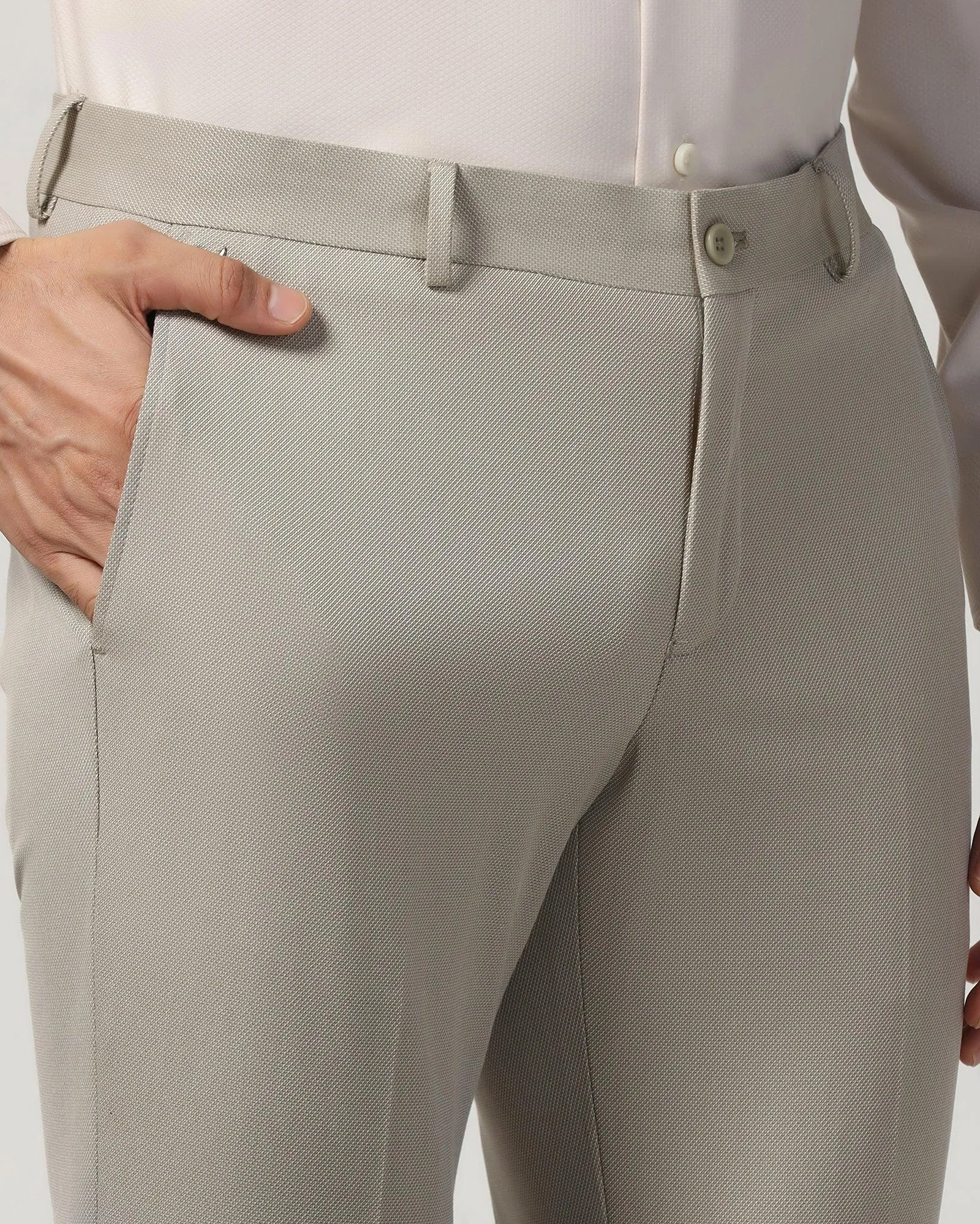 Slim Fit B-91 Formal Beige Textured Trouser - Beetle