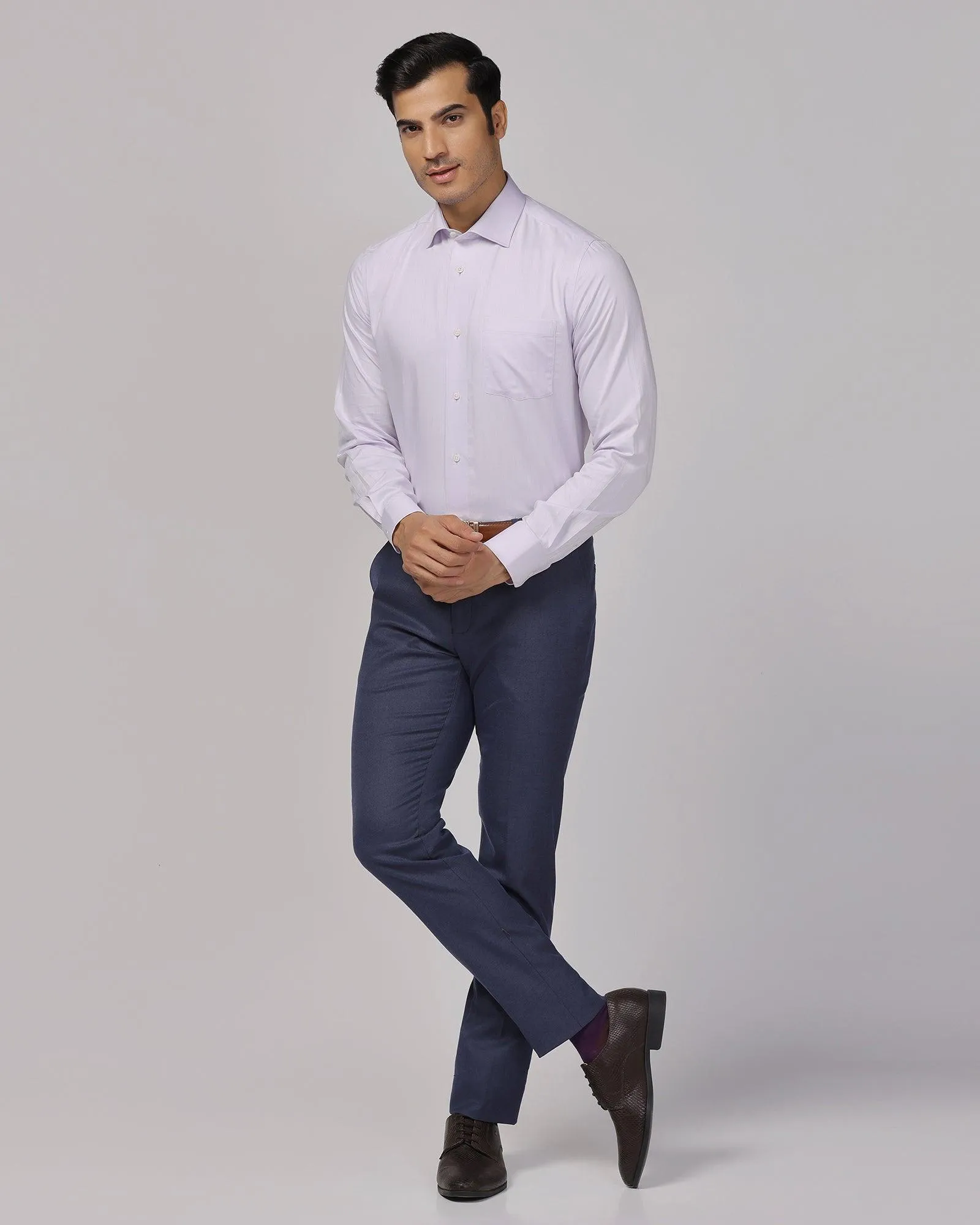 Slim Fit B-91 Formal Navy Textured Trouser - Zing