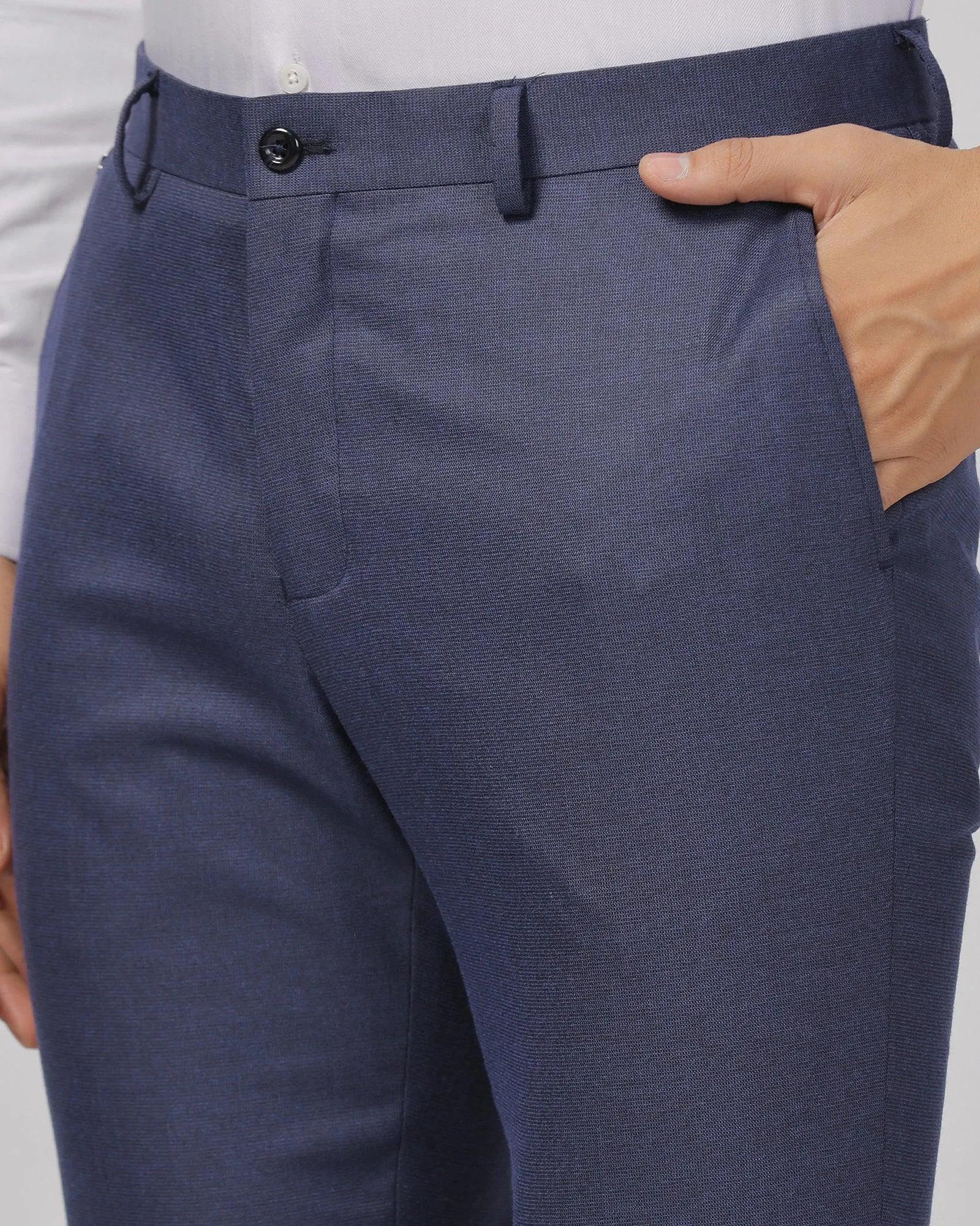 Slim Fit B-91 Formal Navy Textured Trouser - Zing