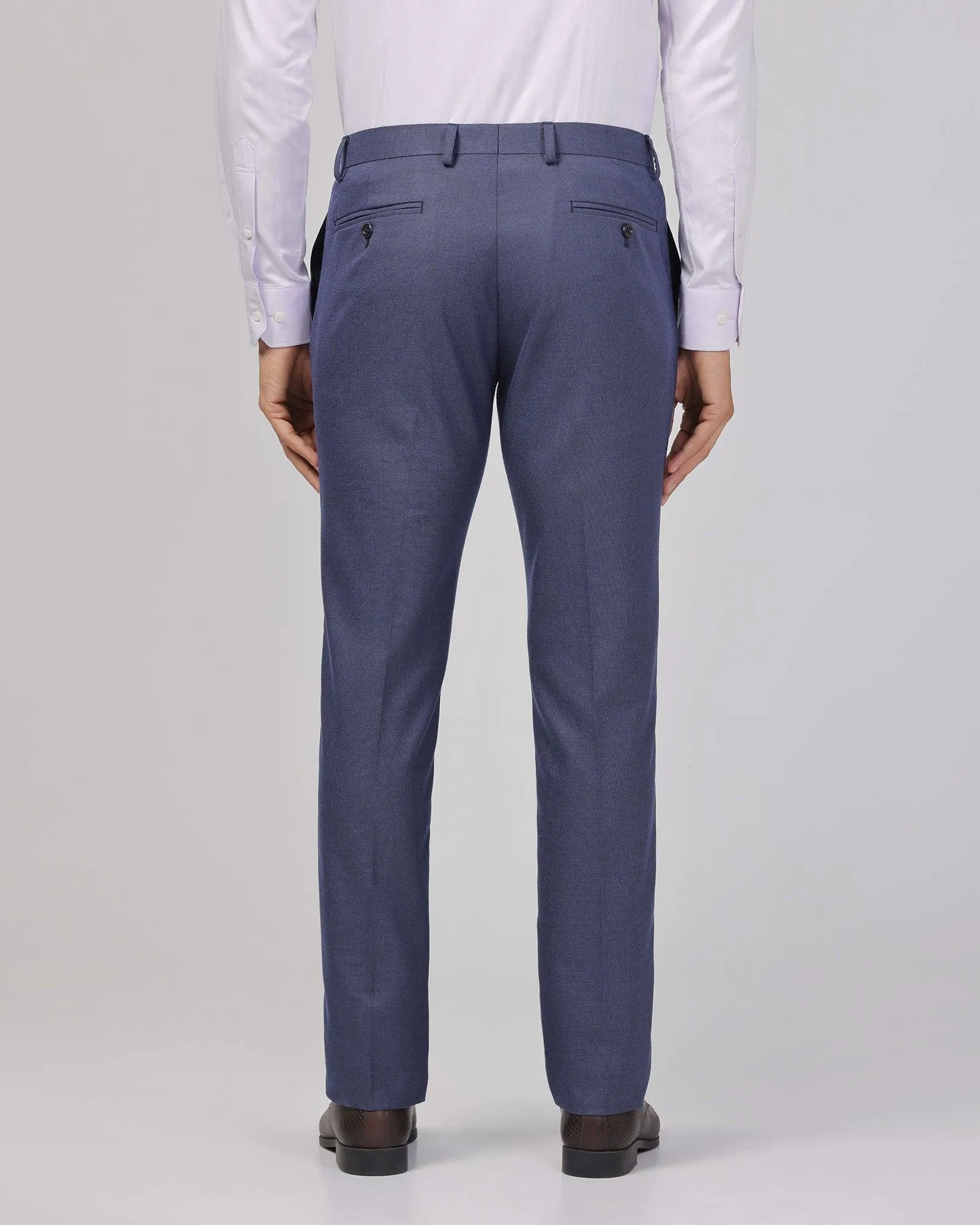 Slim Fit B-91 Formal Navy Textured Trouser - Zing