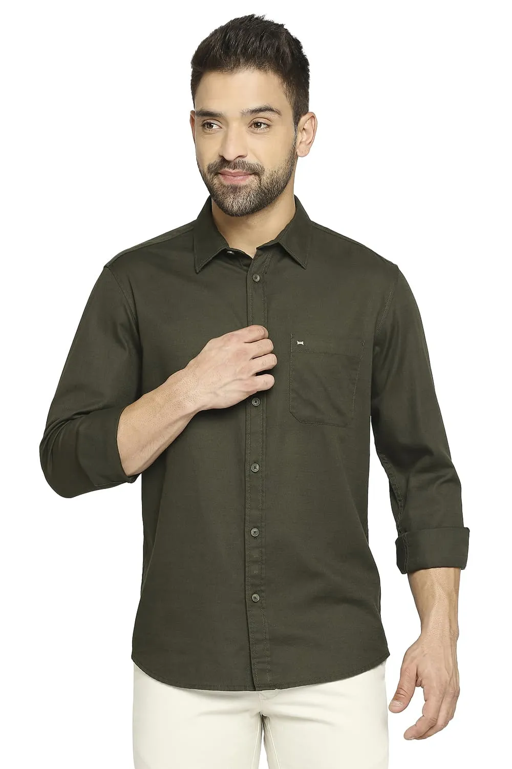 Slim Fit Cotton Broken Twill Shirt