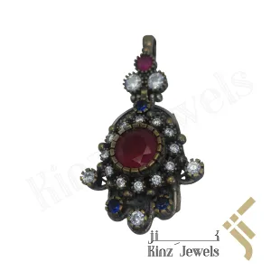 Sterling Silver Hurrem Sultan Hamsa Gemstones Pendant