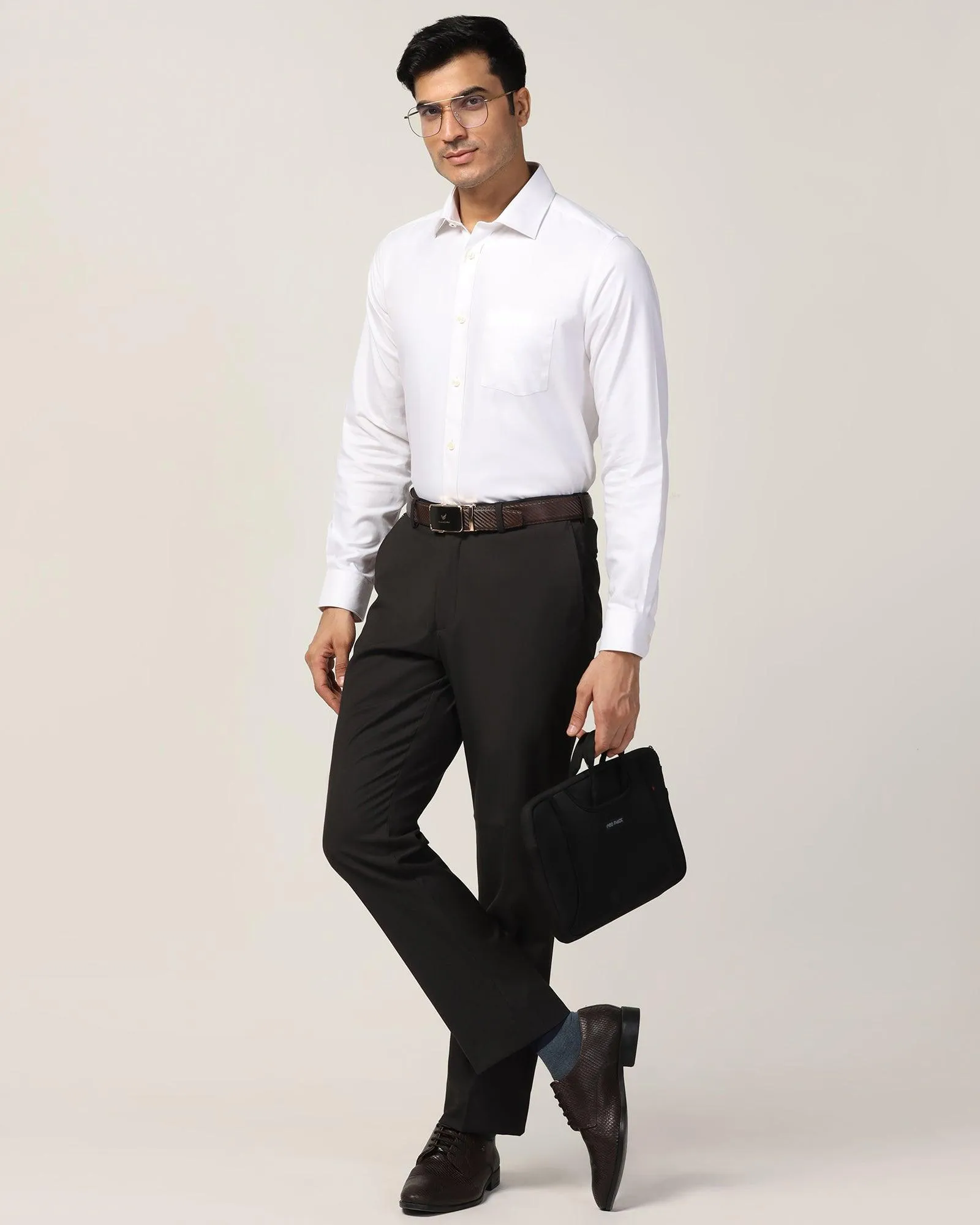 Straight B-90 Formal Black Textured Trouser - Mazda