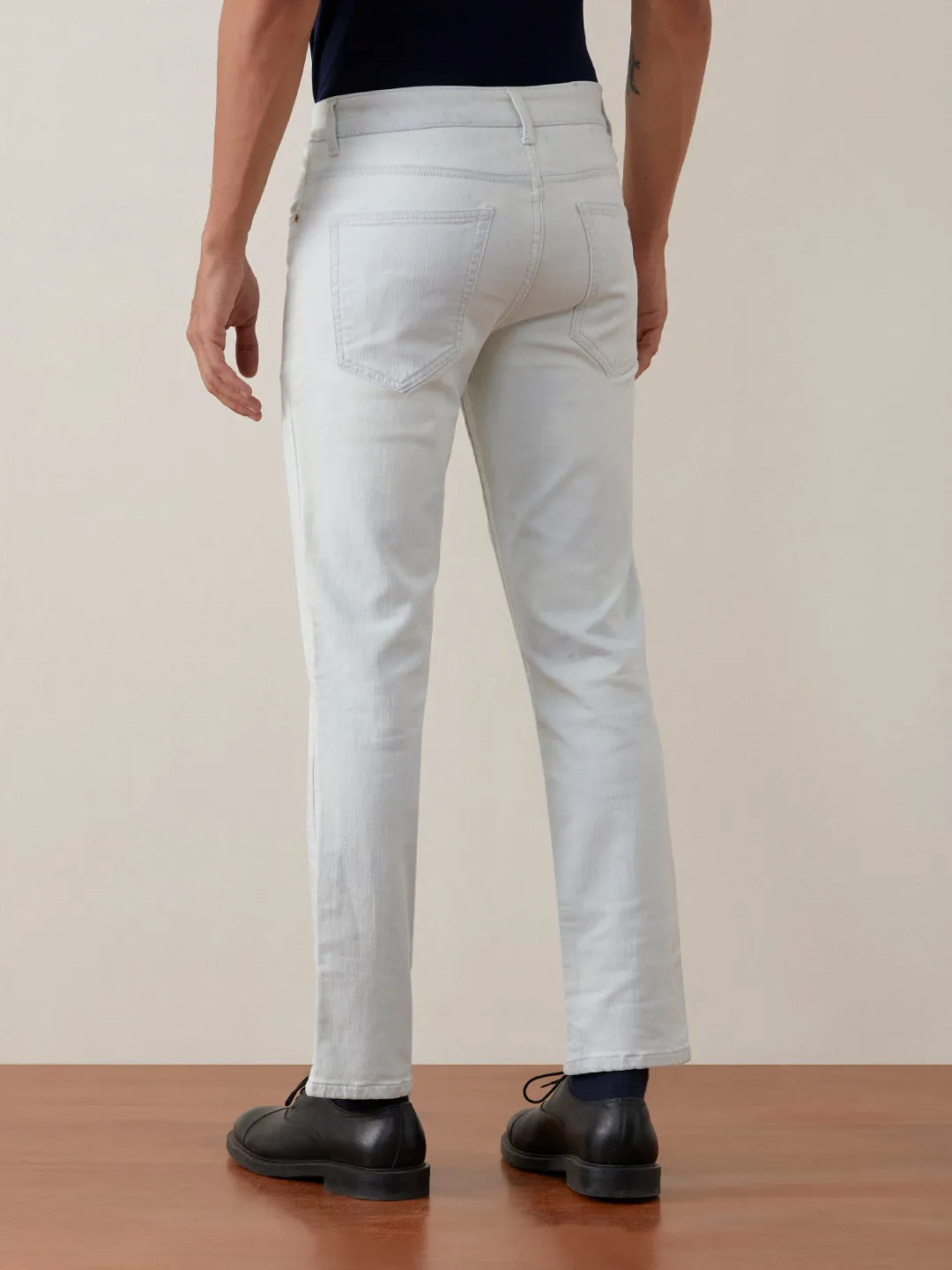 Straight Fit Ice Blue Plain Jeans