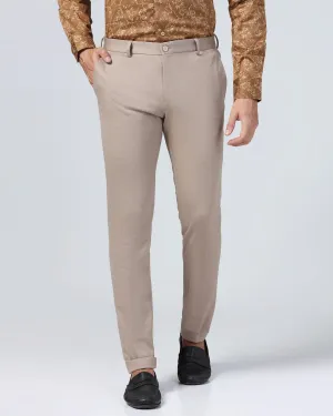 Super Slim Phoenix Formal Beige Stripe Trouser - Cooper