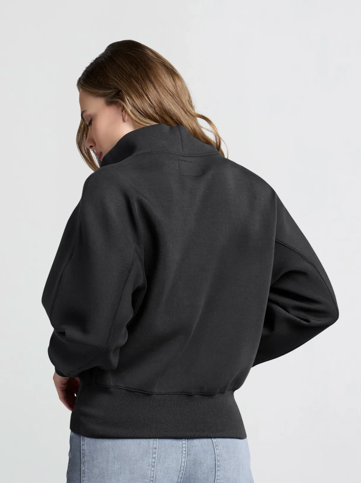 Sweatshirt with Zipper Collar in Anthracite