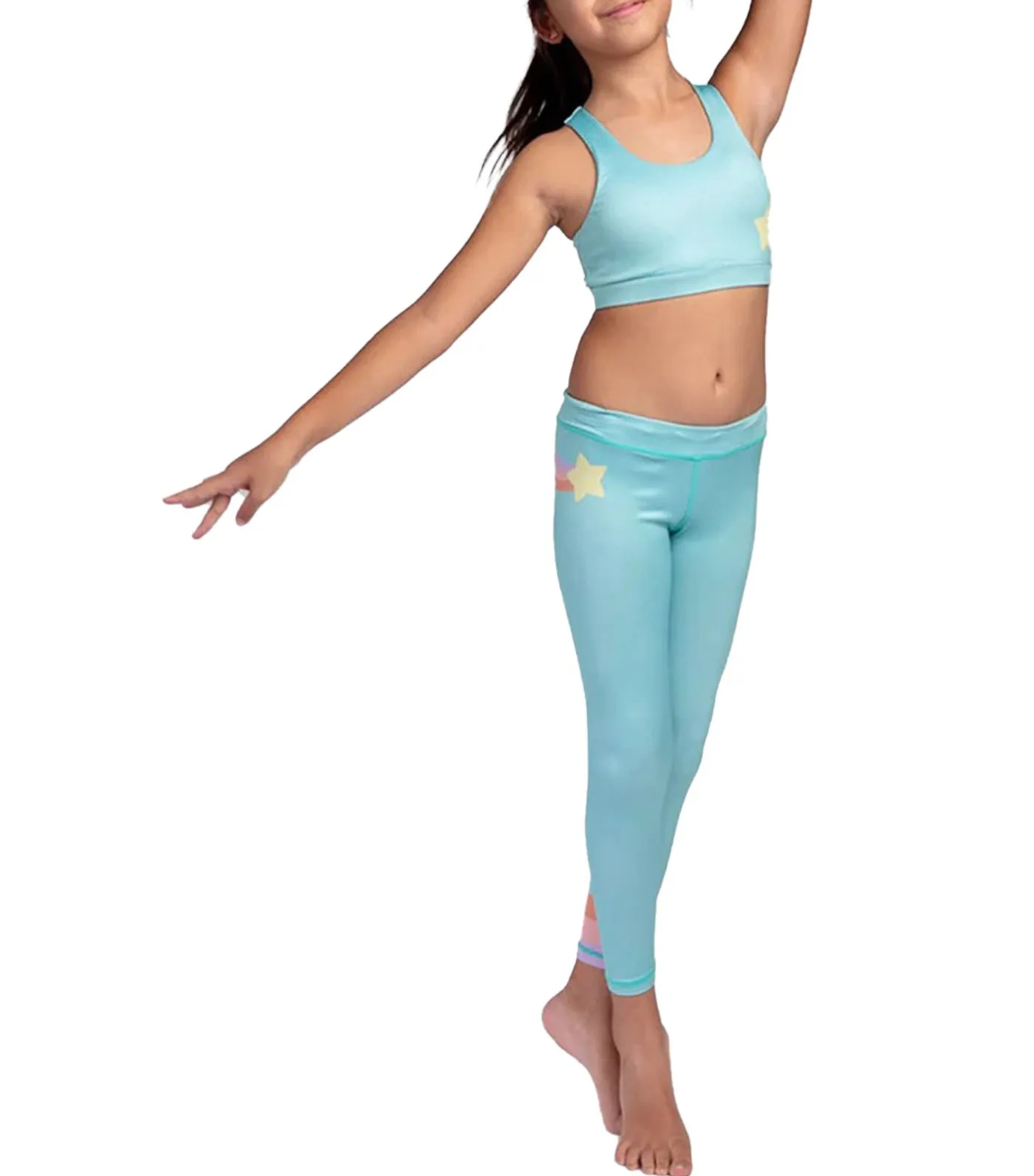 Teal Retro Shooting Star Leggings - Confidence