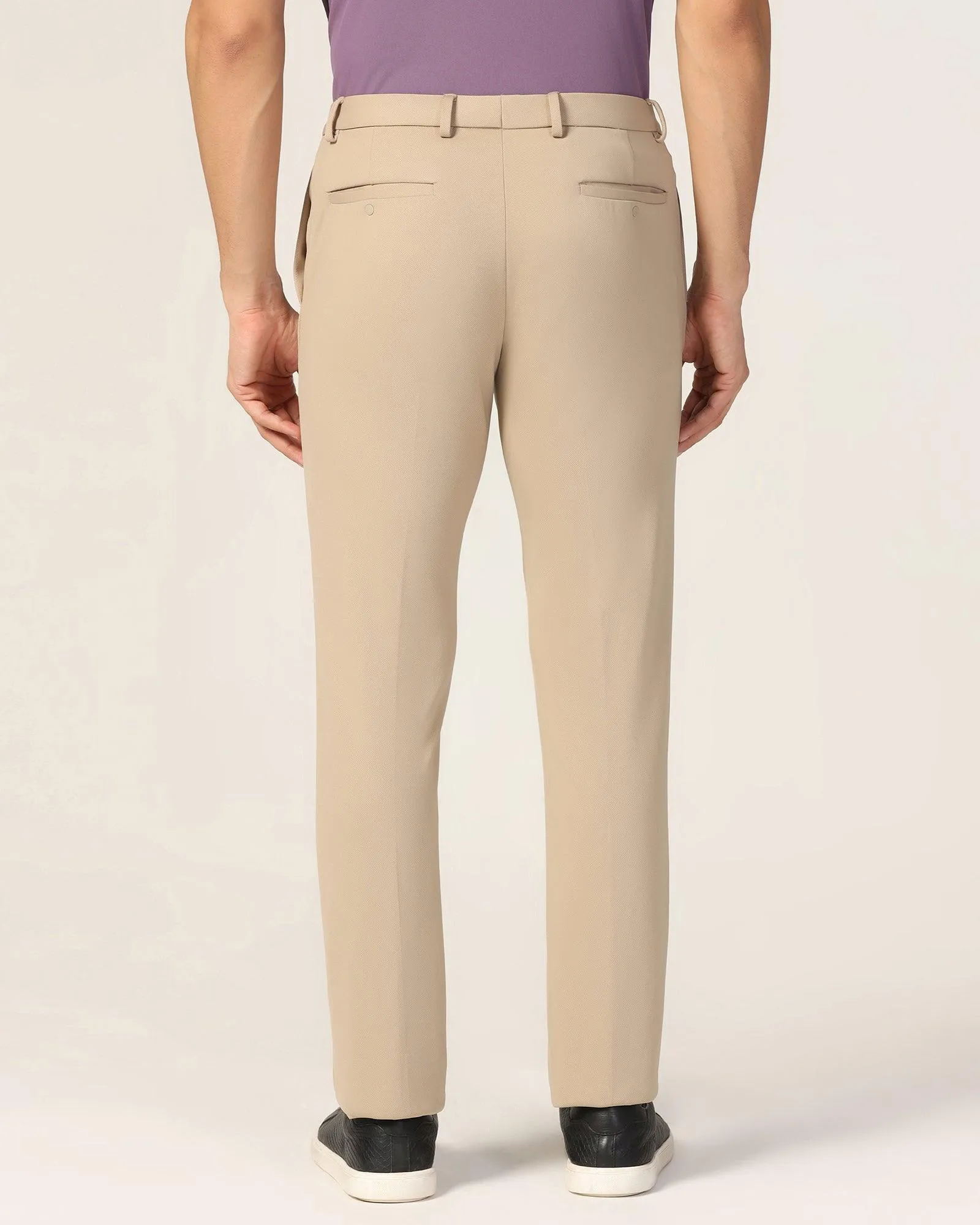 TechPro Super Slim Phoenix Formal Beige Textured Trouser - Meteor