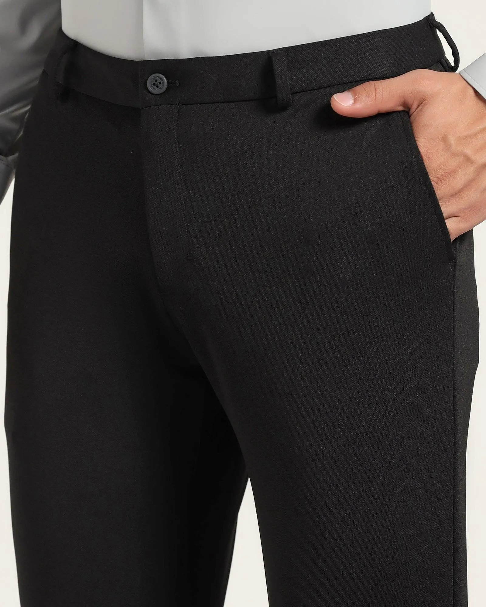 TechPro Super Slim Phoenix Formal Black Textured Trouser - Sol