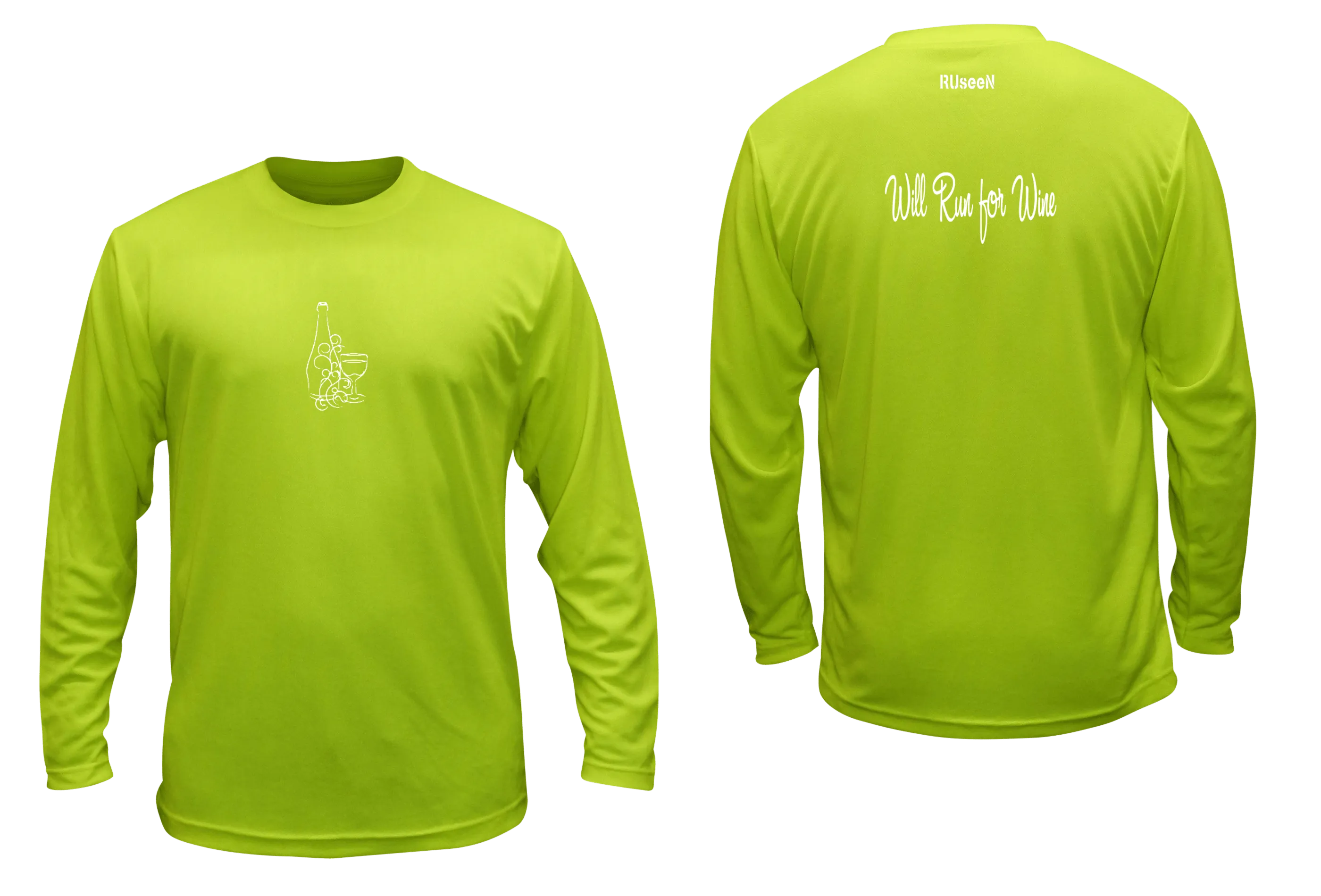 Unisex Reflective Long Sleeve Shirt - Will Run for Wine - Overstocks