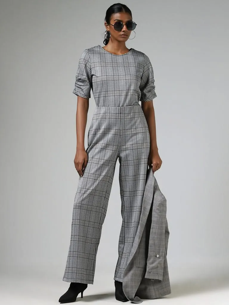 Wardrobe Grey Plaid Checked Trousers